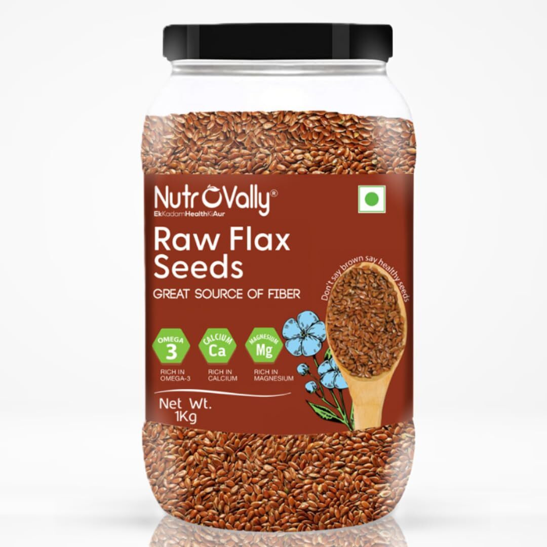 Nutrovally Flax Seeds (950G) | Beneficial For Hair Growth | Rich In Protein, Fiber | Healthy Flax Seeds For Eating (Alsi)