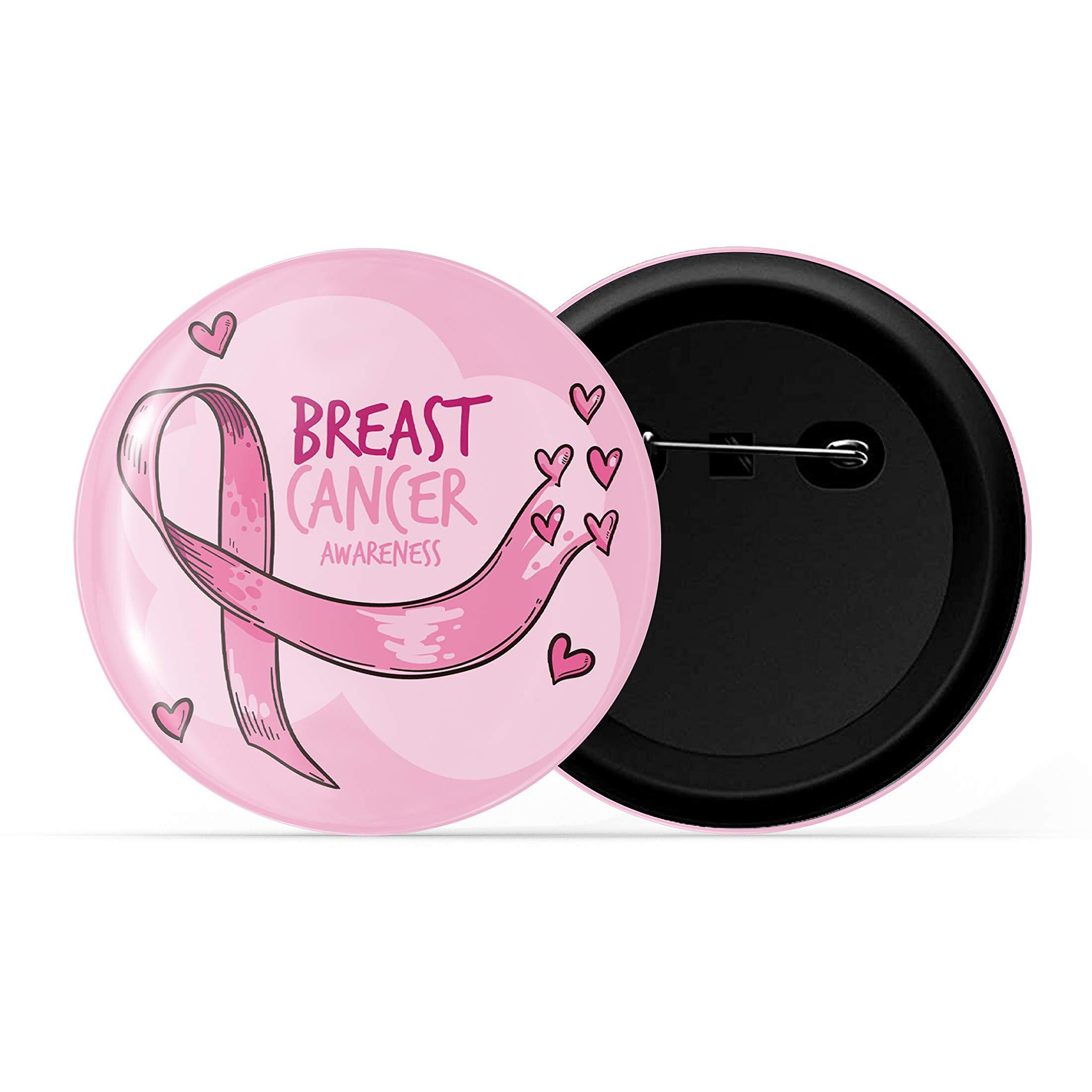 Dhcrafts Pin Badges Pink Cancer Awareness Breast Cancer D1 Glossy Finish Design Pack Of 1