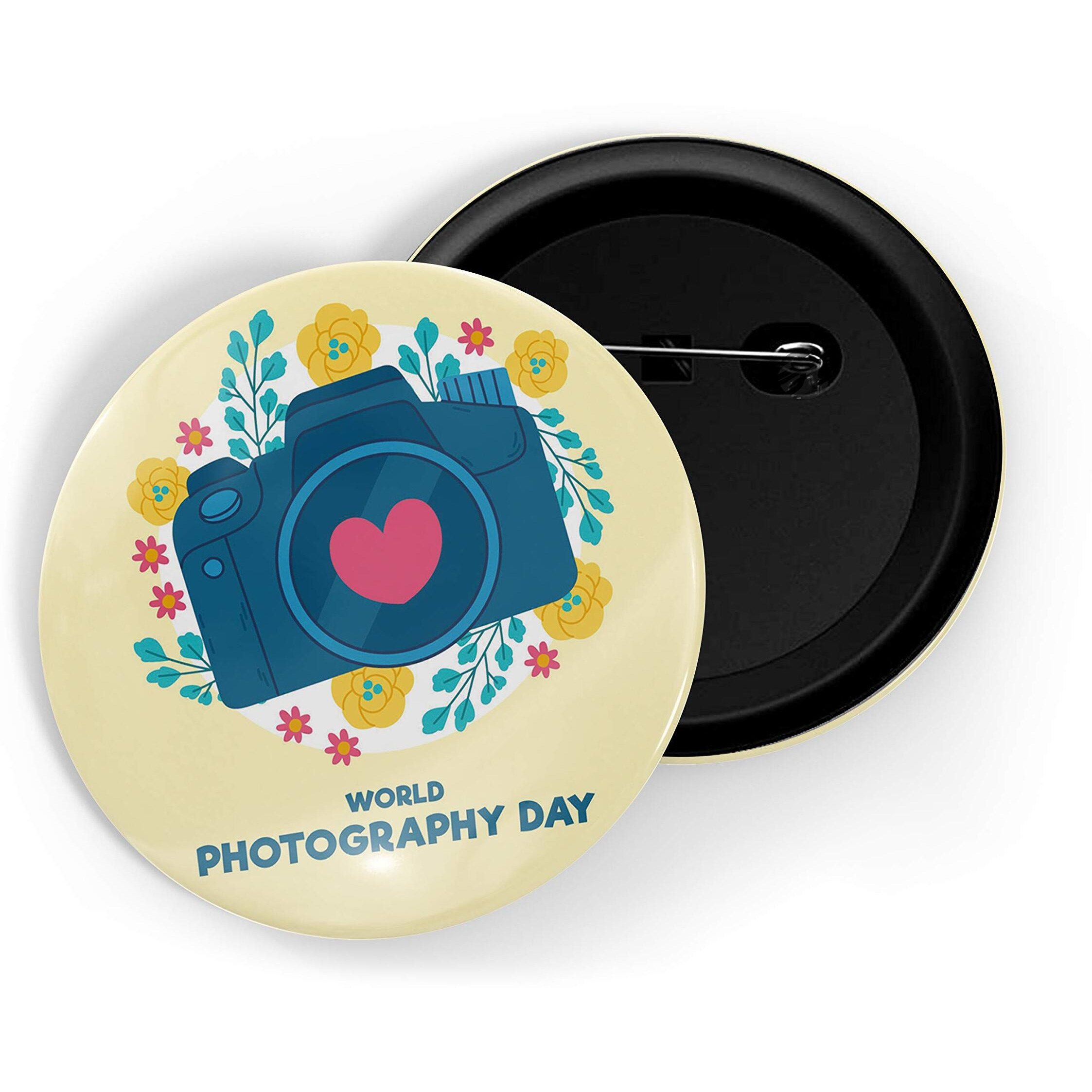Dhcrafts Pin Badges Yellow World Photograpphy Day D2 Glossy Finish Design Pack Of 1