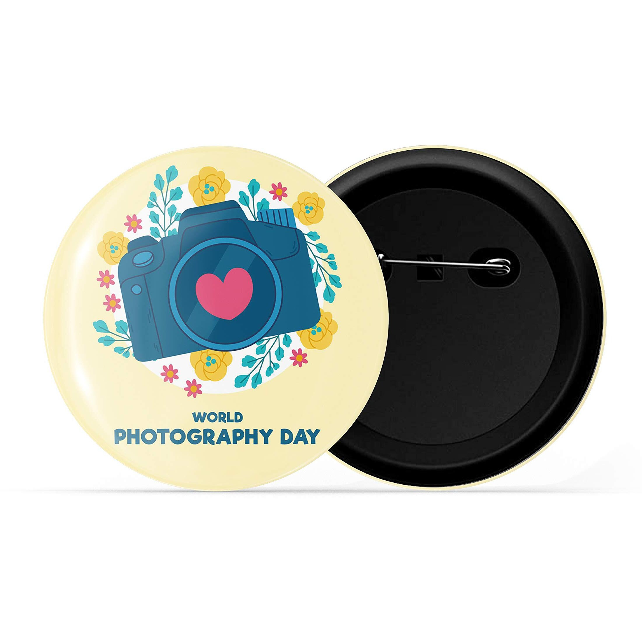 Dhcrafts Pin Badges Yellow World Photograpphy Day D2 Glossy Finish Design Pack Of 1