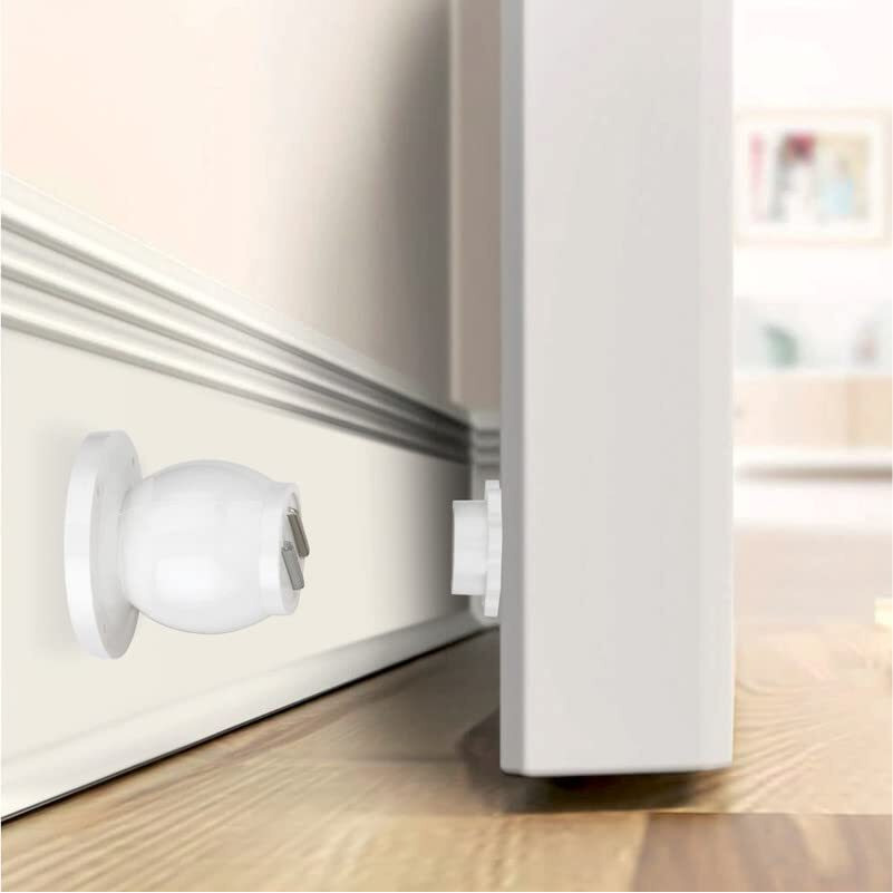 4Ever Magnetic Door Catcher/Stopper/Holder/Blocker | Heavy Duty Plastic Door Stopper For Home & Office (White, Pack Of 4)