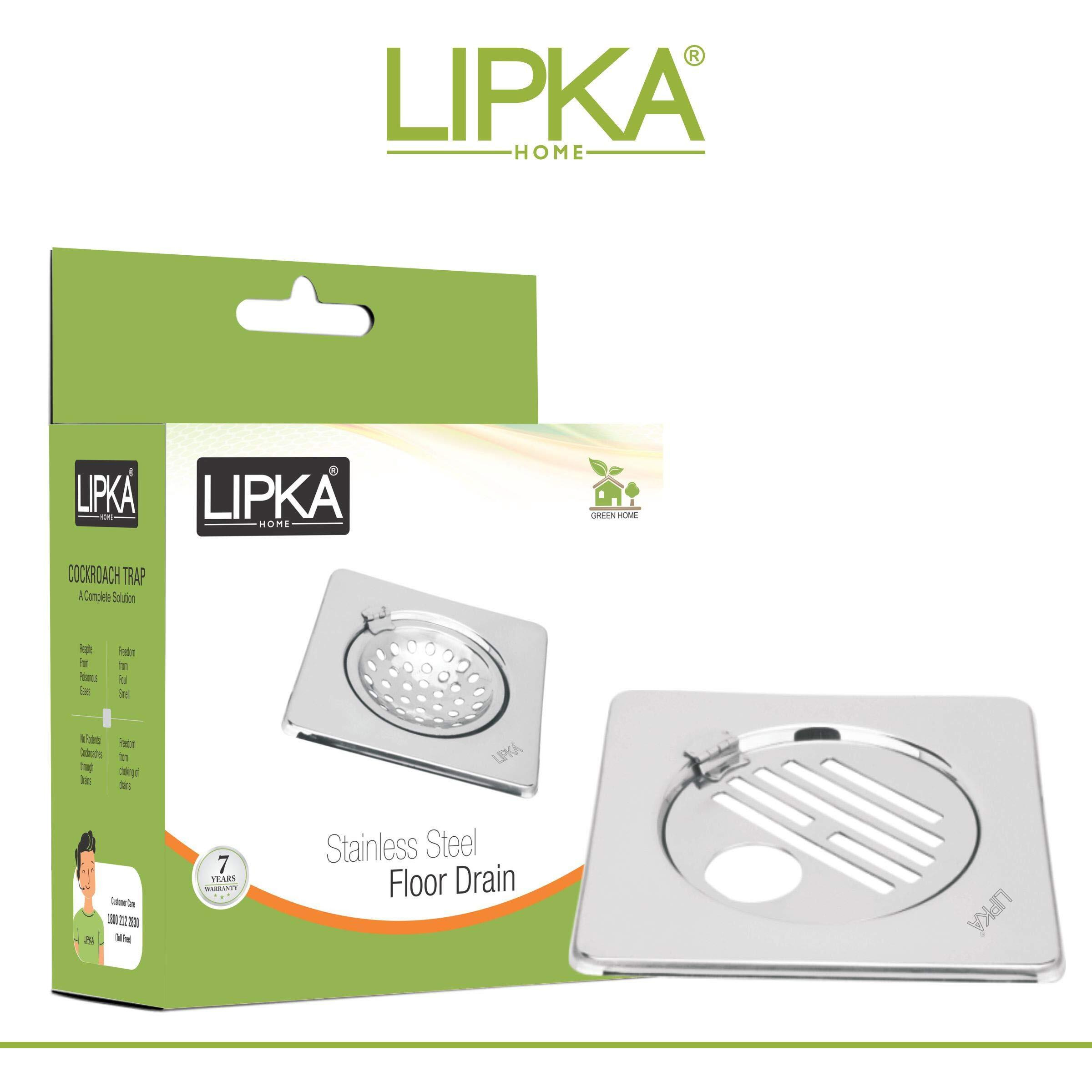 Lipka Eon Square With Golden Classic Jali Floor Drain |Premium Stainless Steel |6 X 6 Inches| With Hinge & Hole|
