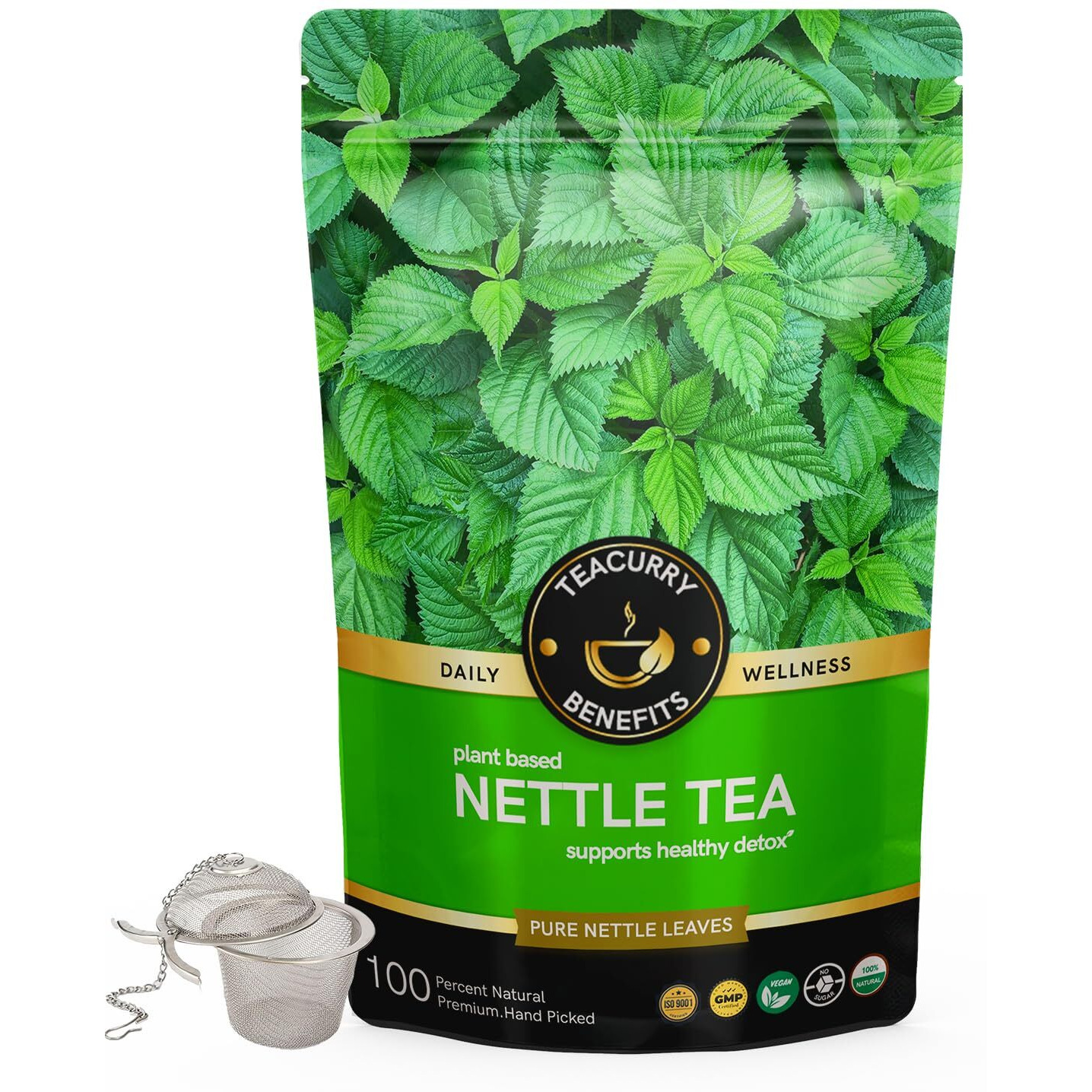 Teacurry Nettle Leaf Tea - 50 Grams + Infuser | Helps Kidney Detox, Blood Sugar, And Blood Purify | Nettle Tea | Nettle Leaf Tea