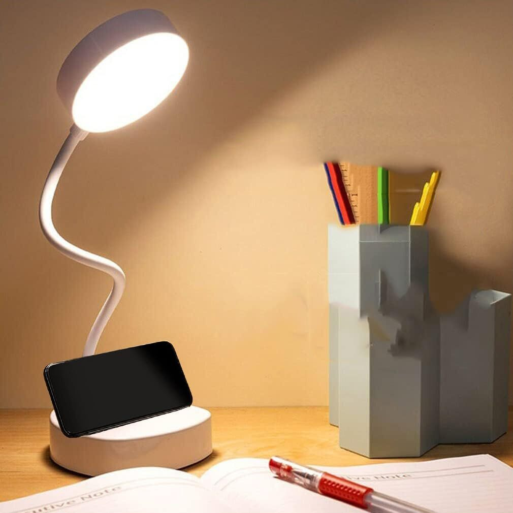 Saleon 3 Light Color Warm Led Desk Lamp&lt6 Month Warranty> Rechargeable Study Lamp With Usb Chargingwith Eye Care, Flexible Gooseneck & Touch Control Reading Study Table Lamp Dimmable