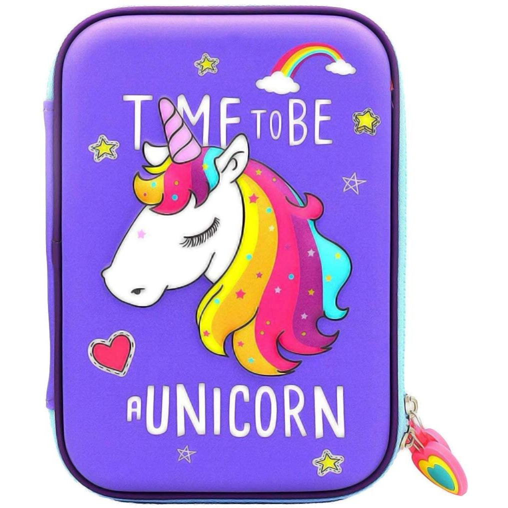 Magicwand Eva Large Capacity Premium Unicorn Print Hardtop Eva Pencil Case2 Yrs & Uppack Of 1 Violet