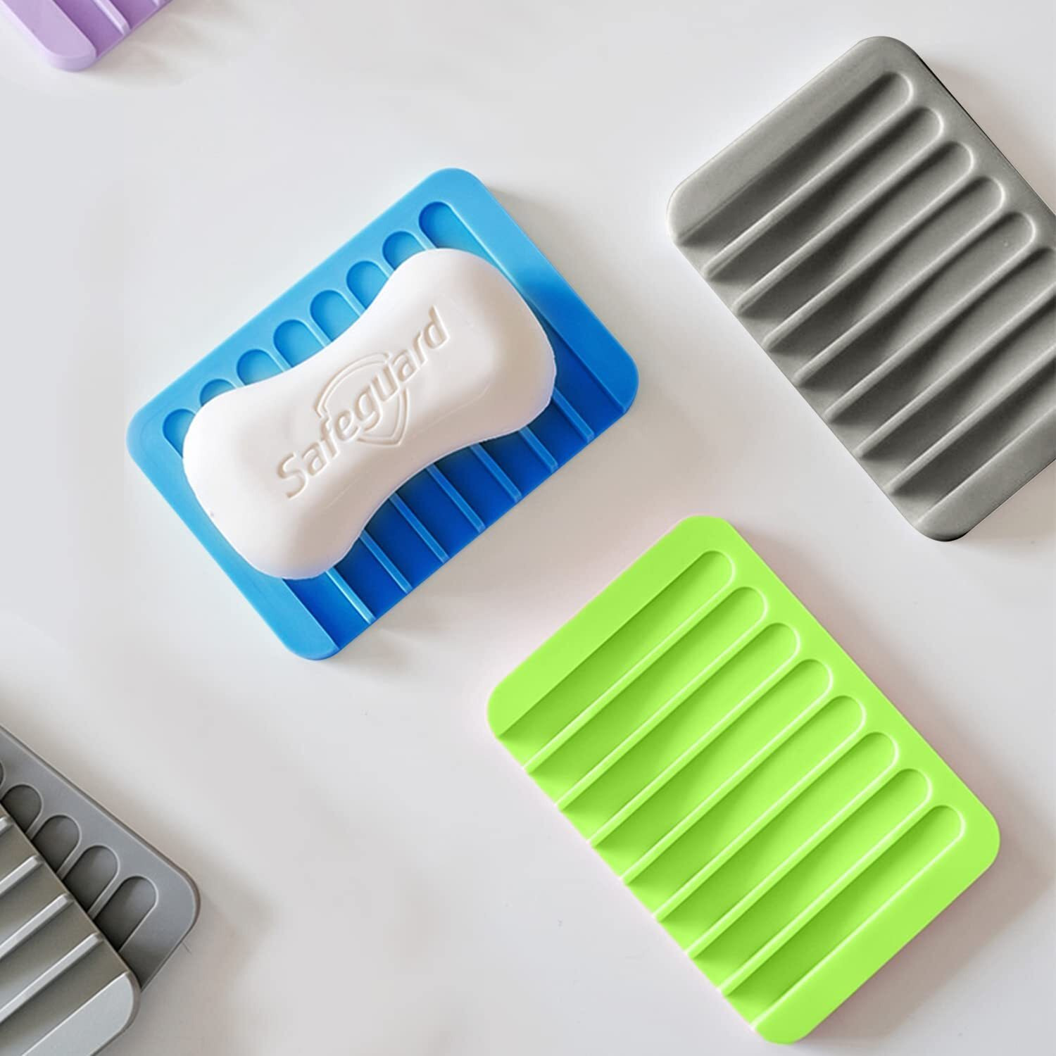 Taskhouse Soap Dish Easy Cleaning Shower Waterfall Soap Tray Soap Saver Flexible Silicone Soap Holder For Bathroom Kitchen Sink Counter Top Keep Soap Bars Dry (Pack Of 3_Multi)