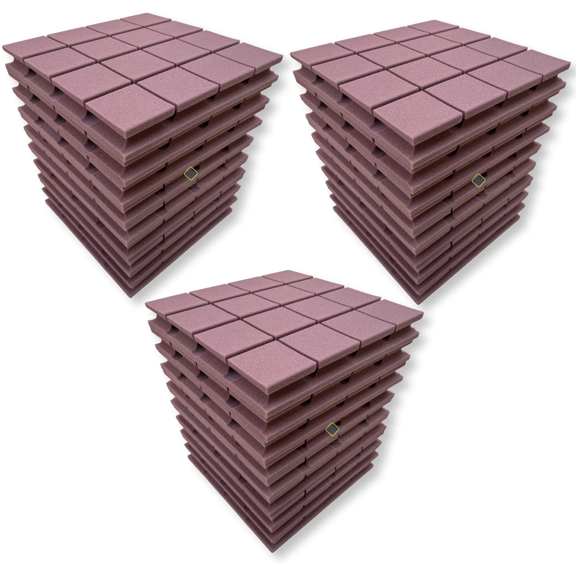 Ygm Acoustic Foams Turbo Acoustic Soundproofing Studio Panels, Set Of 24, 12" X 12" X 2", 50 Kg/M Density, 3D Structure (Coffee)