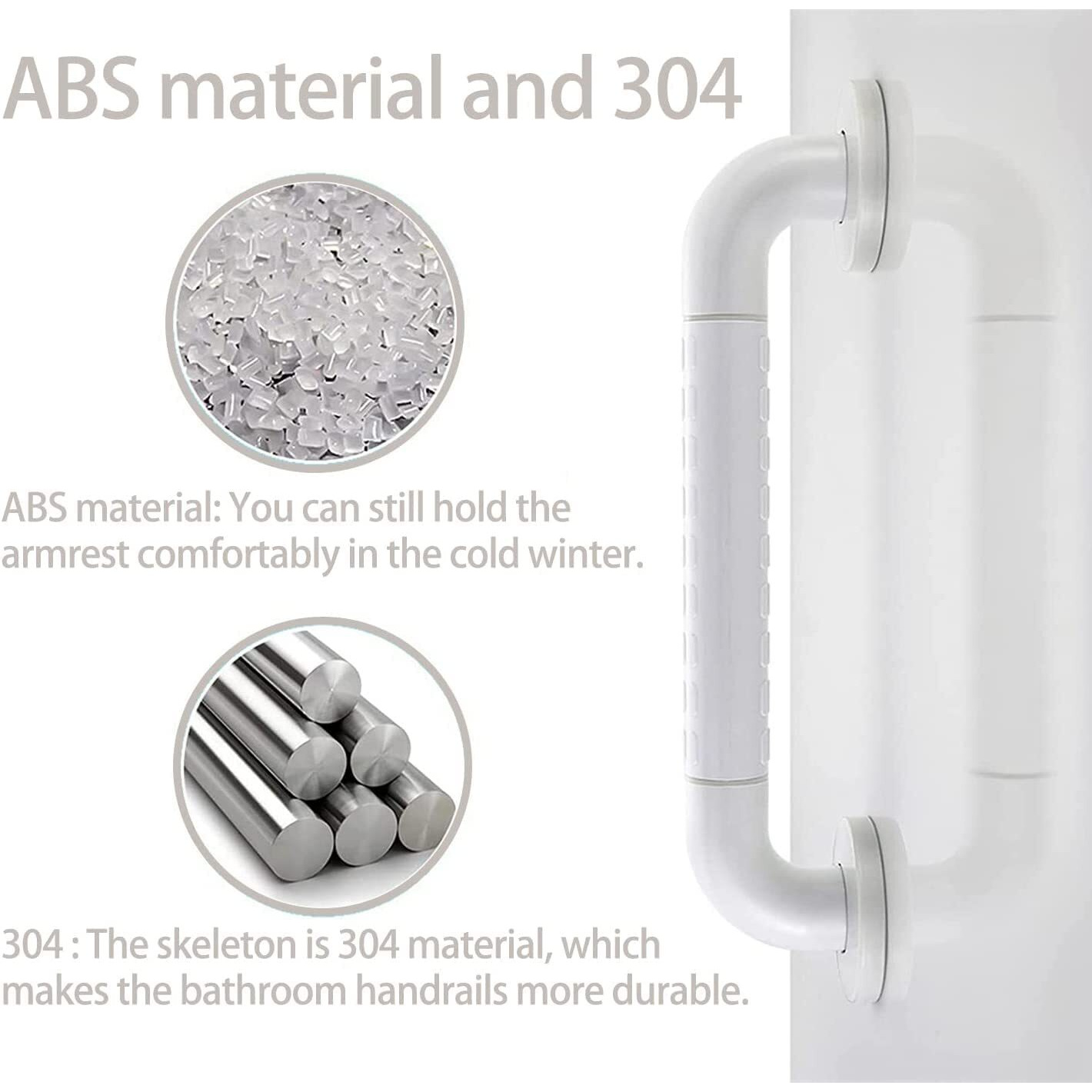 Egab Anti Slip Abs Plastic Coated Heavy Duty Steel Grab Bar (15 Inch) (6)