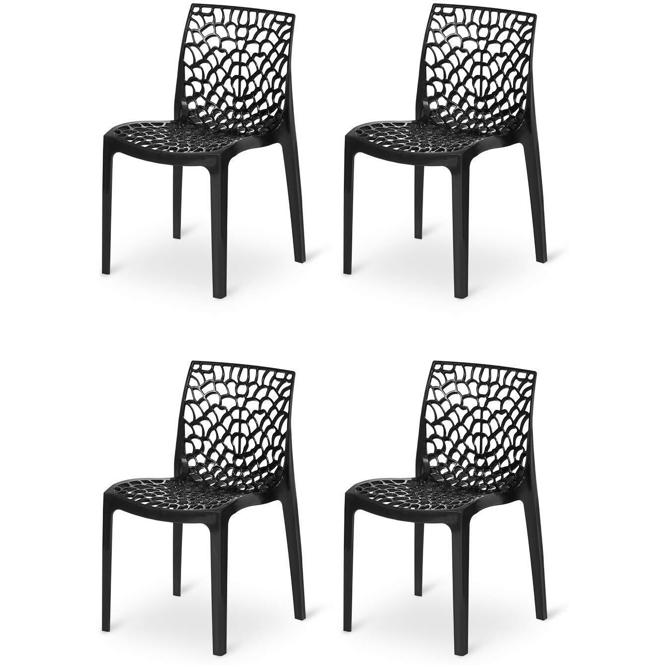 Rw Rest Well Web Armless Designer Plastic Outdoor Chair | Iso Certified Company (4, Black)