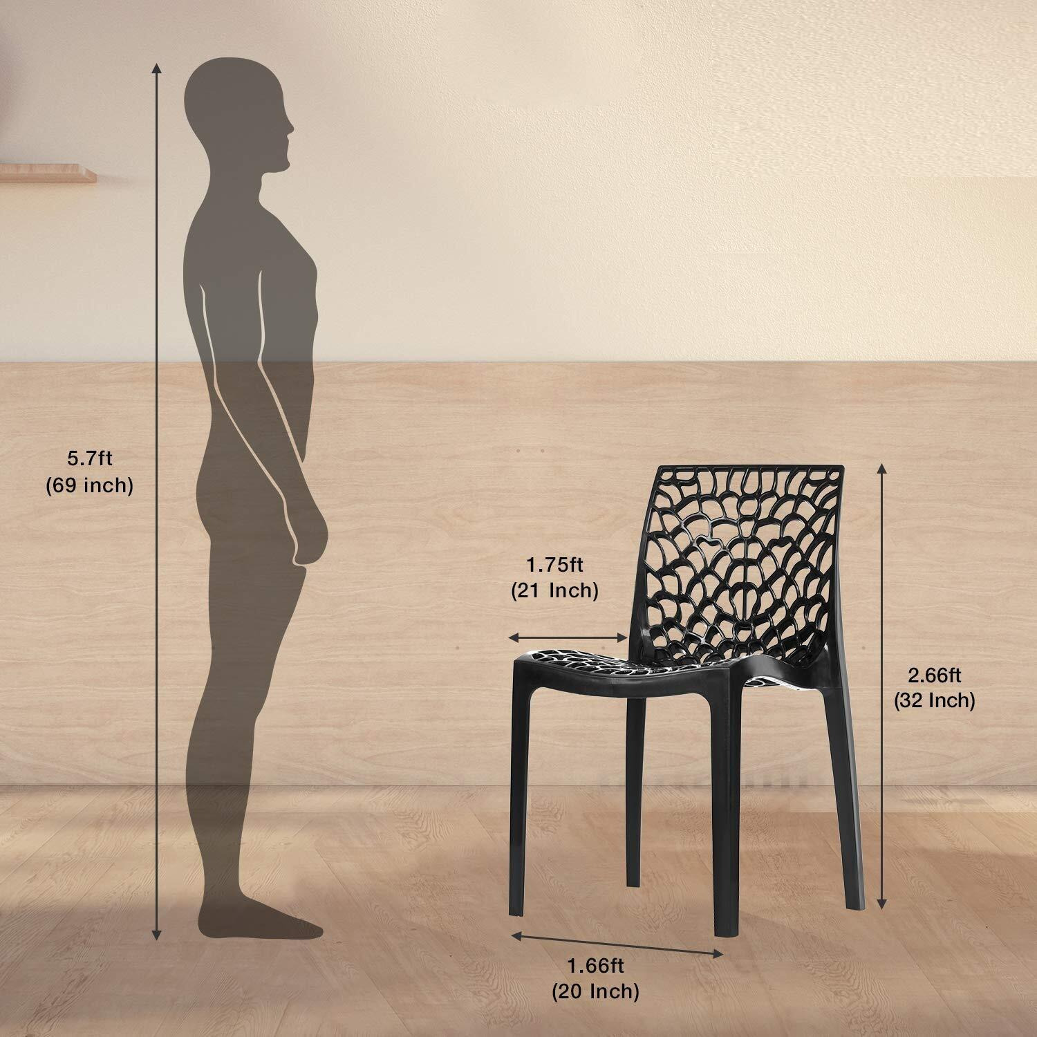 Rw Rest Well Web Armless Designer Plastic Outdoor Chair | Iso Certified Company (4, Black)