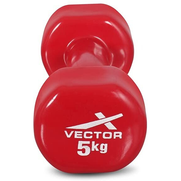 Vector X Pvc Round Shape Dumbbells Set Of 2 For Gym Exercise Training Home Workout Weight Dumbbell For Men And Women Body Building (2 X 5 Kg) 10 Kg - Red