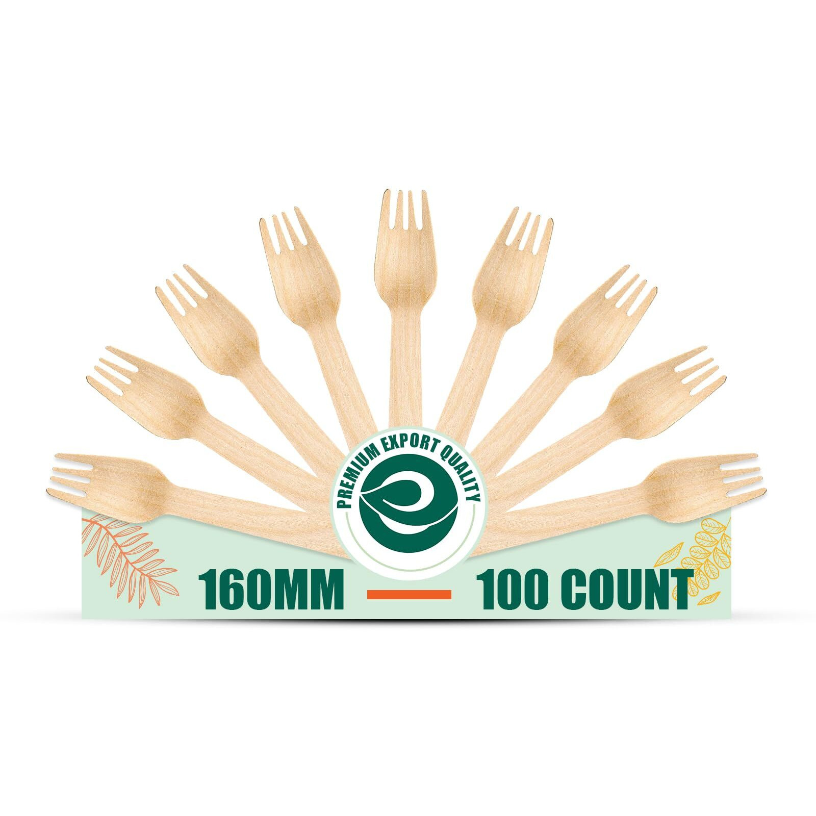 Eco Soul [160Mm, 100 Pack] Disposable Forks | Wooden Dining Flatware | Ideal For Kids Birthday, Wedding & Party