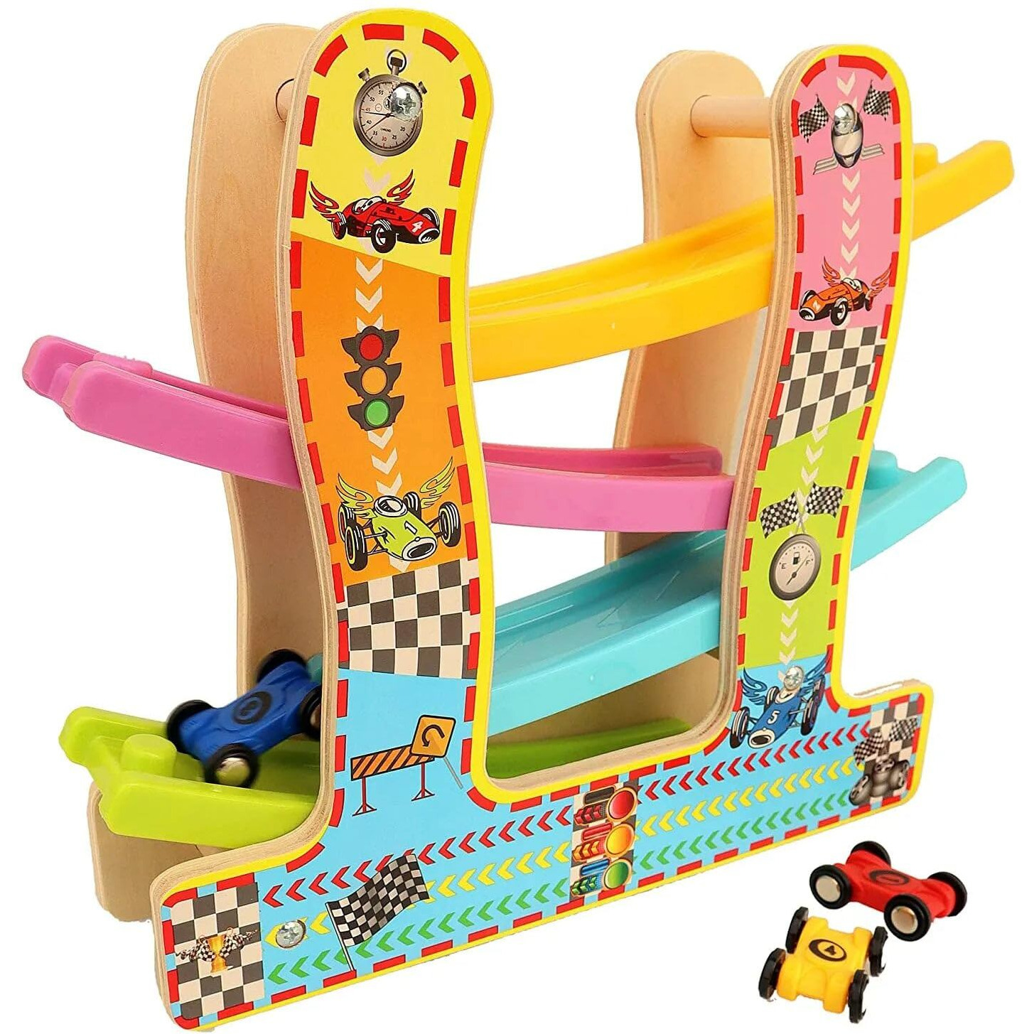 Magicwand Colorful Wooden Ramp Race Track Car Set With Set Of 4 Cars1 Pcmulti-Colored100% Safe & Non-Toxic