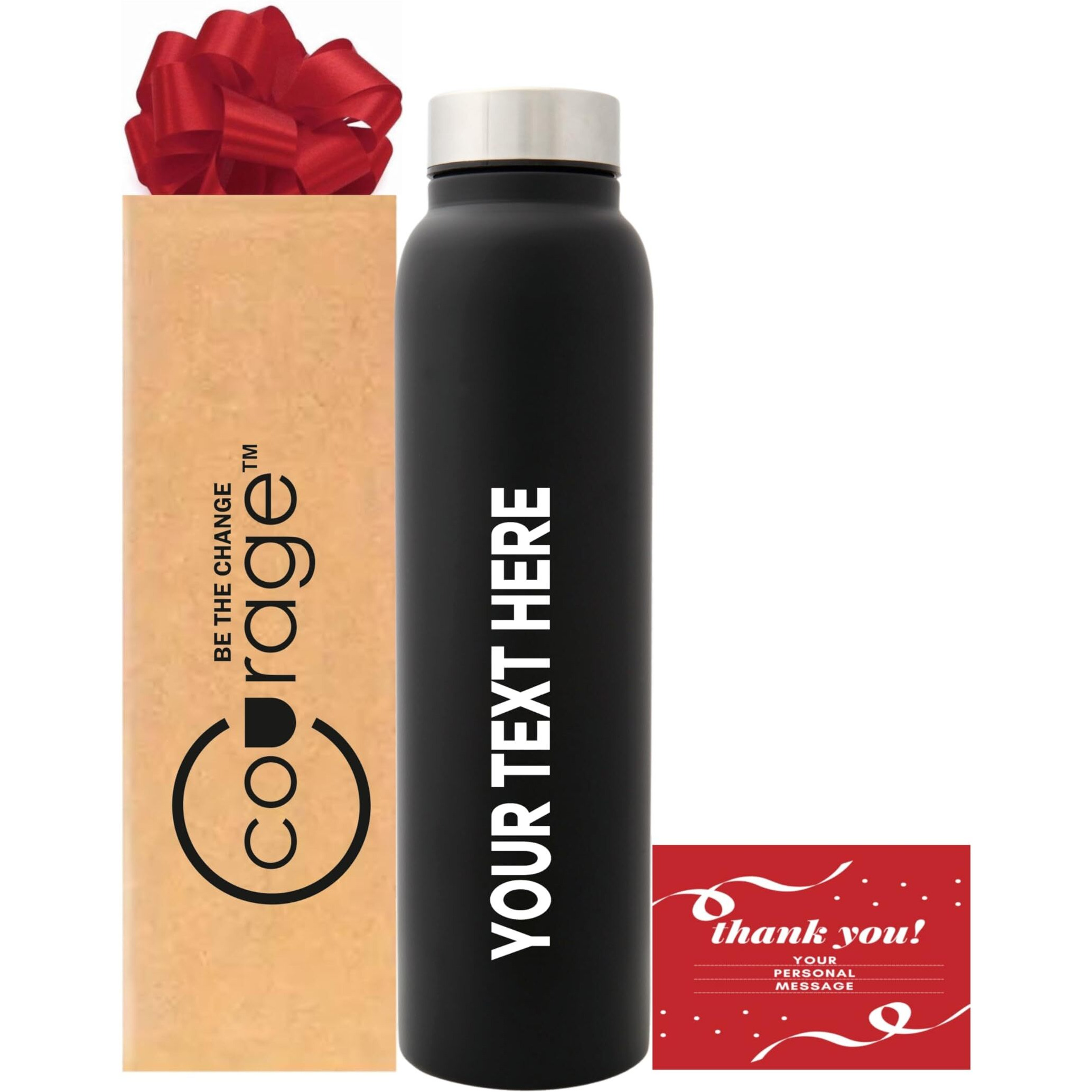 Courage  Be The Change Customized/Personalized/Name/Logo Print For Gifting/Employee Appreciation On Stainless Steel Water Bottle For Office, School, Sports Use (Bold, Pack Of 1), 1000 Liters