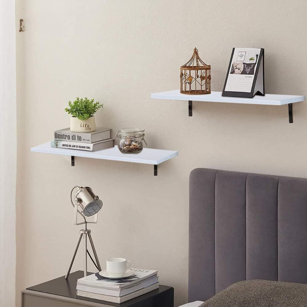 Flux Floating Wall Shelf For Living Room Wall Mount Wall Shelves Book Shelves For Wall, Room Kitchen, Bathroom, Bedroom And Home Decor (1) (White - Pack Of 2)