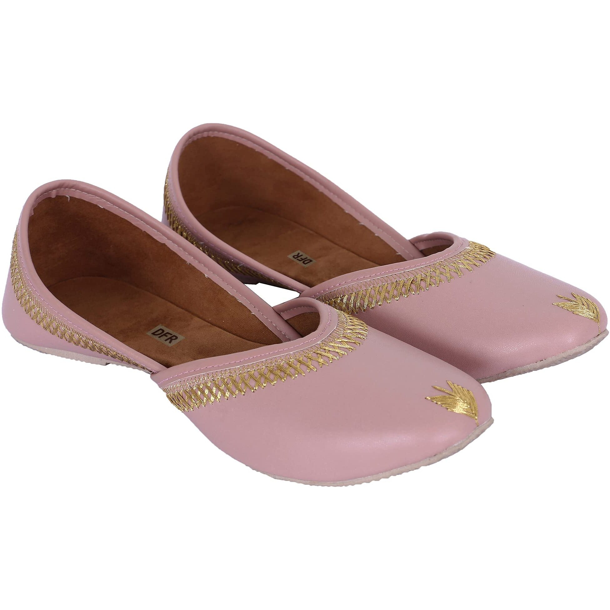 Dfr Women Juti | Mojari Jutti For Women | Ethnic Punjabi Shoe Belle For Girls, Color - Pink, Uk Size - 5