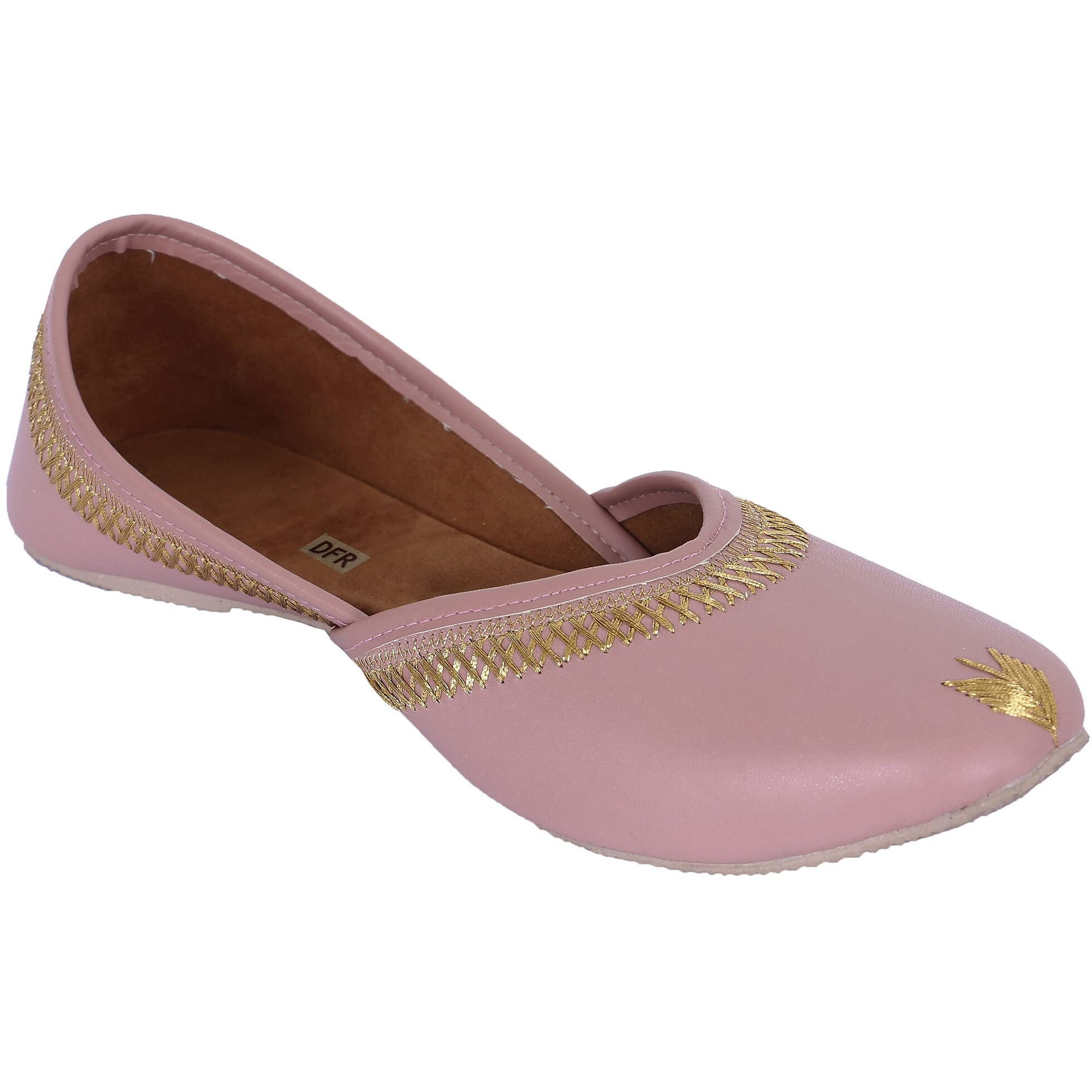 Dfr Women Juti | Mojari Jutti For Women | Ethnic Punjabi Shoe Belle For Girls, Color - Pink, Uk Size - 5