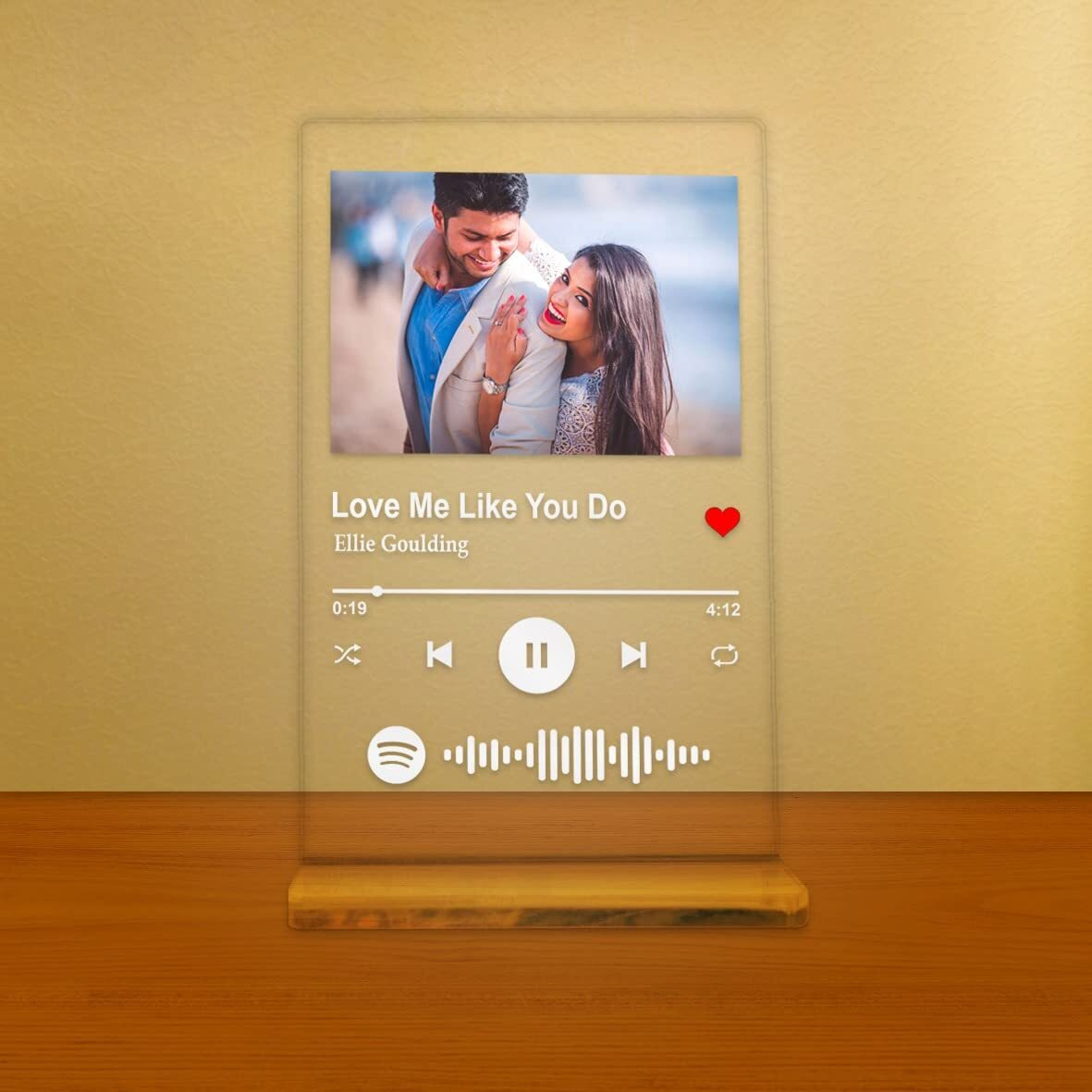 Shaivya Custom Photo Spotify Plaque Having Song Scannable Code With Clear Acrylic Stand (5X8 Inches, Acrylic),Wall Mount