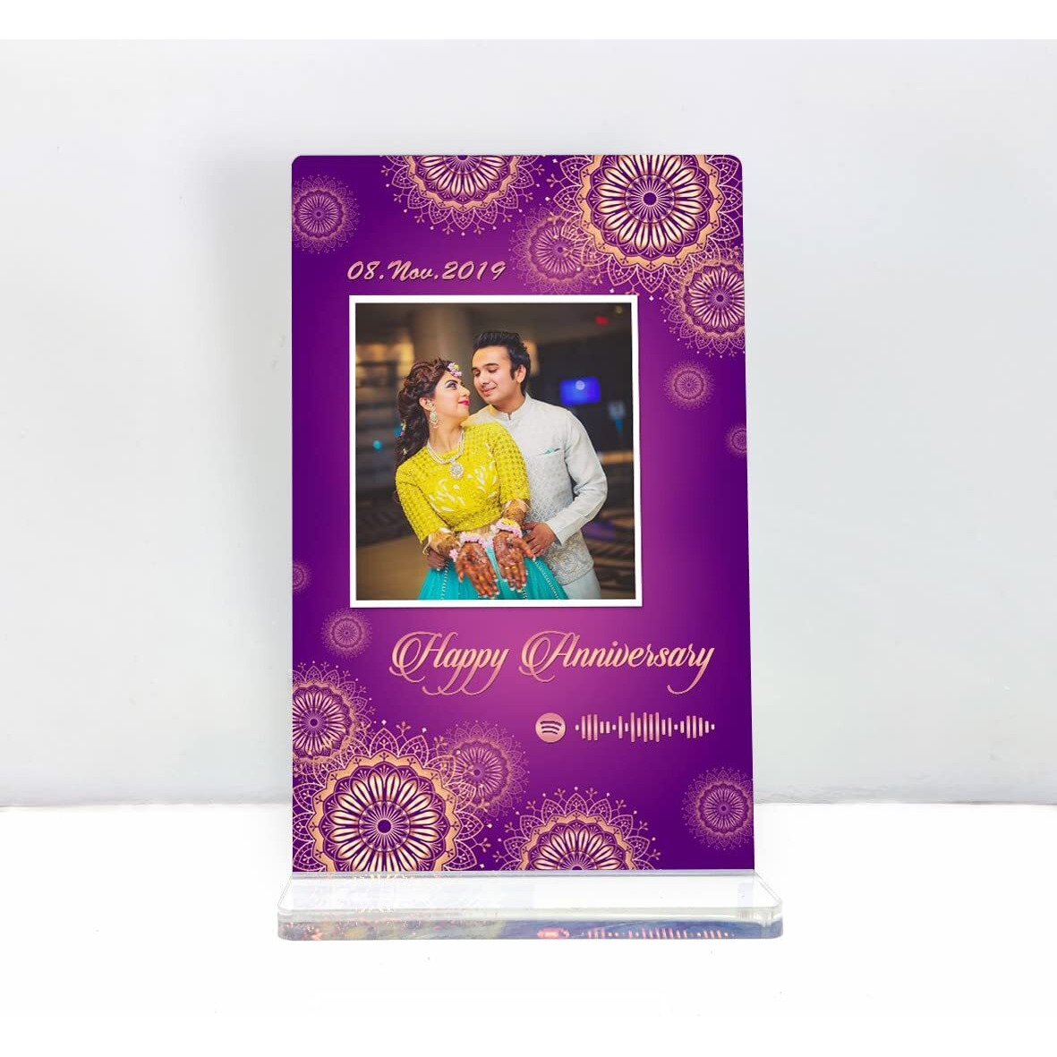 Shaivya Custom Photo Spotify Plaque Having Song Scannable Code With Clear Acrylic Stand (5X8 Inches, Acrylic),Wall Mount