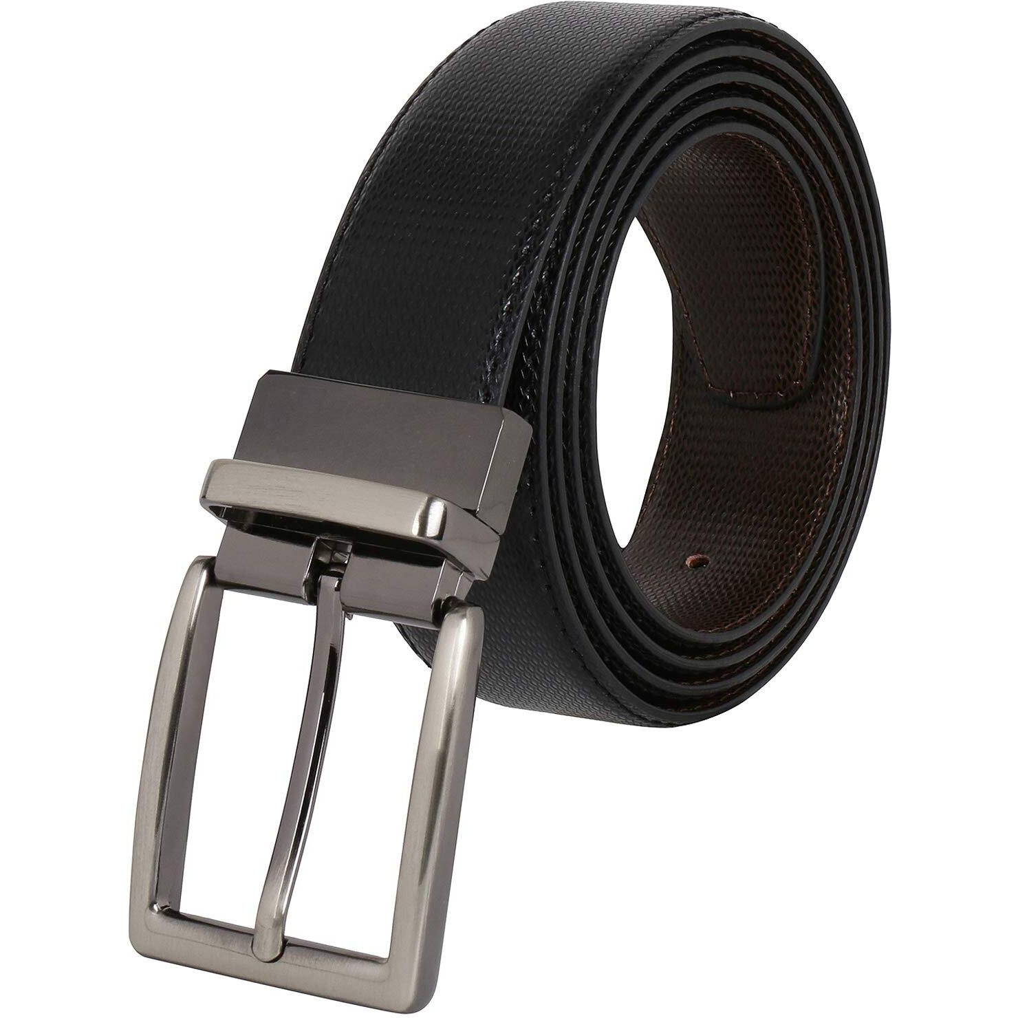 Labnoft Men's Pu Leather Reversible Belt (Black/Brown)