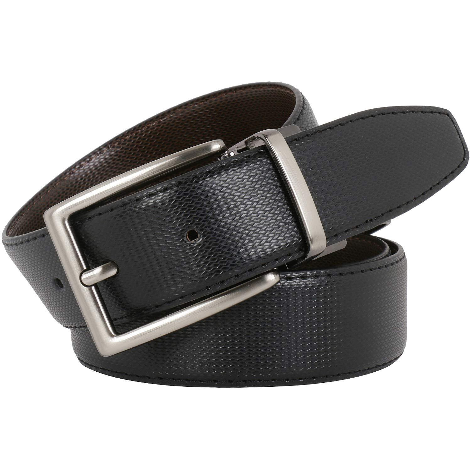 Labnoft Men's Pu Leather Reversible Belt (Black/Brown)
