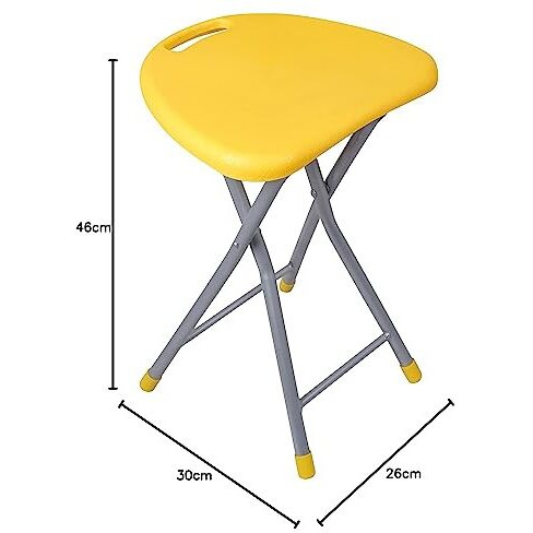 Parasnath Yellow Colour Folding Portable Stool Metal Stool With Plastic Seat For Office, Garden And Home - 6 Year Manufacturer Warranty - Made In India
