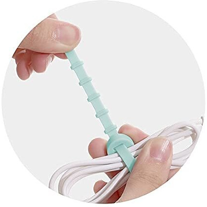 Aeoss Reusable Silicone Ties Headset Data Line Wire Cable Ties Green Self-Locking Binder Bag Zip Hair Ring (Set Of 3)