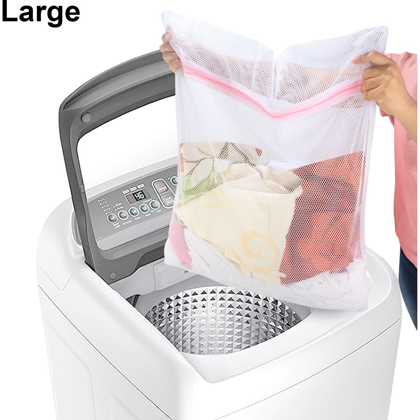 Hokipo Mesh Laundry Clothes Washing Bag, Pack Of 3 (Ar1375), White