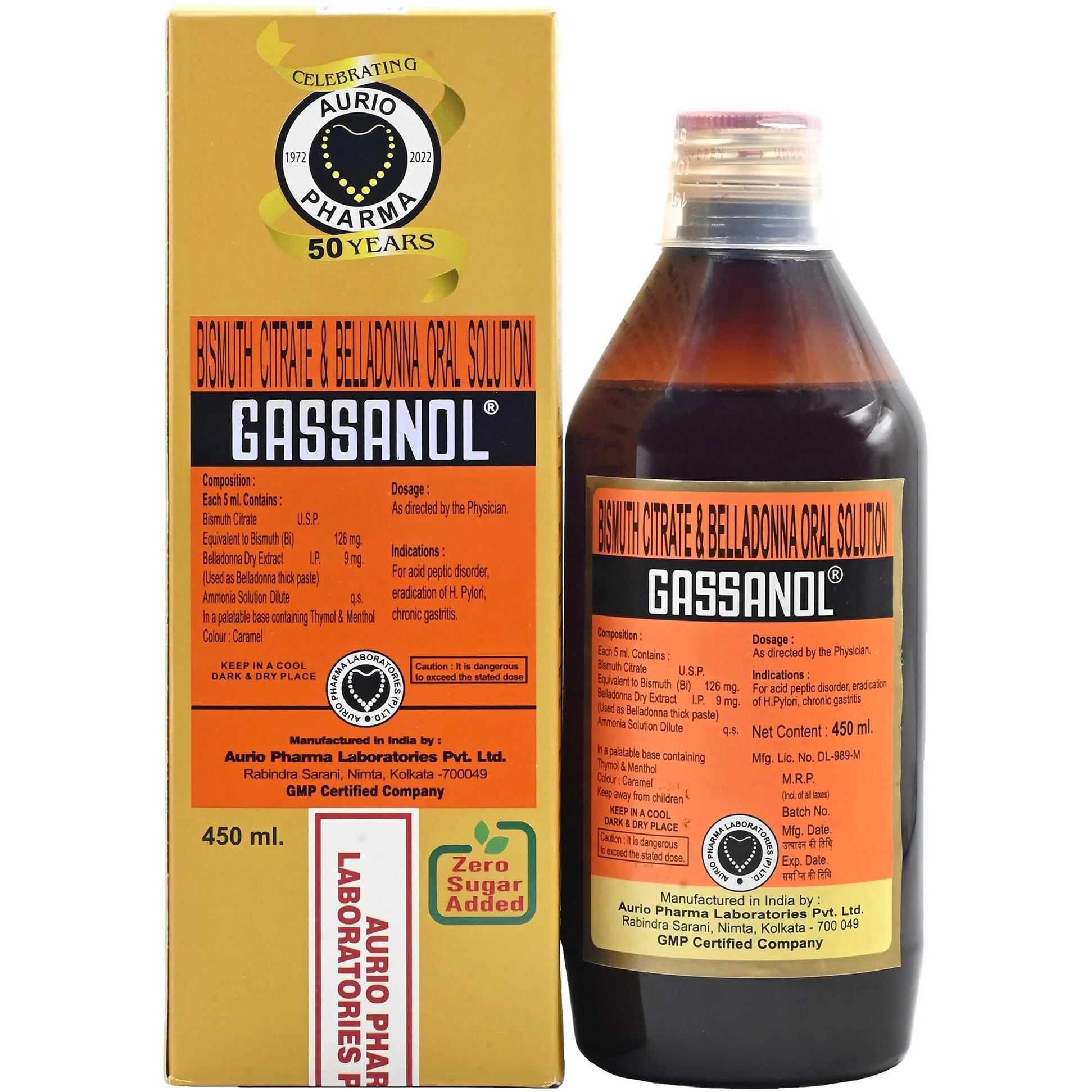 Aurio Pharma Gassanol Oral Solution Syrup, 450 Ml - Syrup