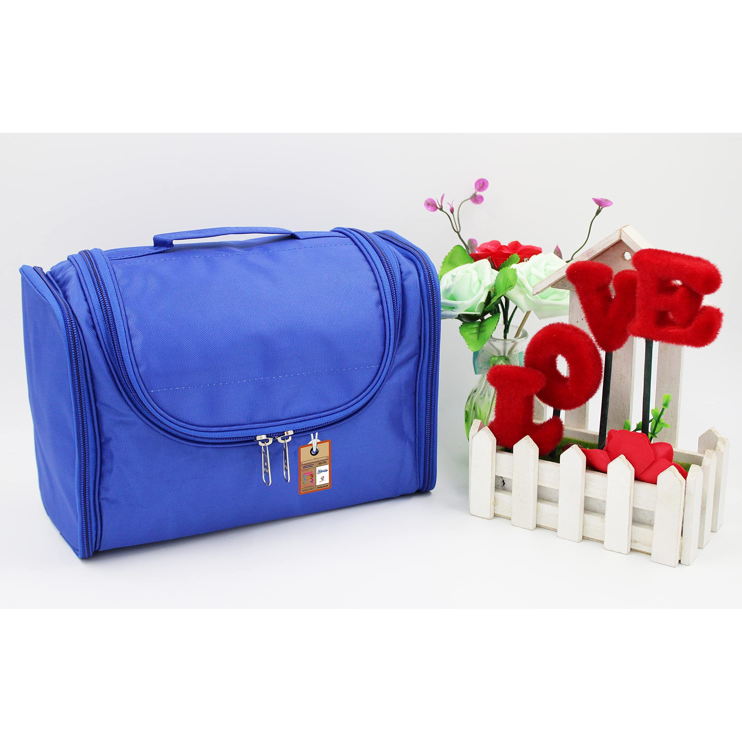 Atorakushon Nylon Royal Blue Hanging Travel Toiletry Bag Makeup Storage Box Vanity Cosmetic Hygiene Bag Wardrobe Organizer Jewellery Pouch For Women
