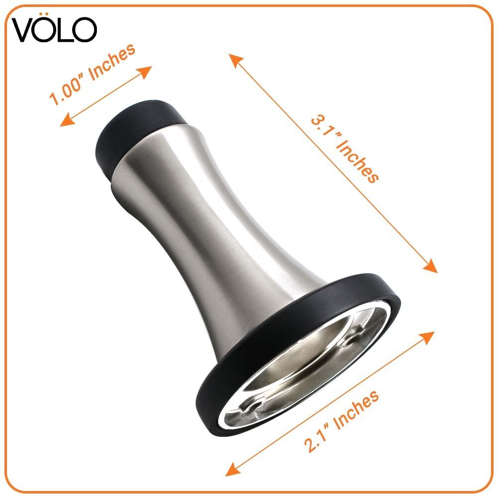 Volo Set Of 4 Pcs Heavy Duty Stainelss Steel Wall Mounted Door Stops, Rigid Door Stopper With Low Mounted Black Rubber Bumper Tips, Protect Wall & Door For Kitchen, Bedroom, Office (4)