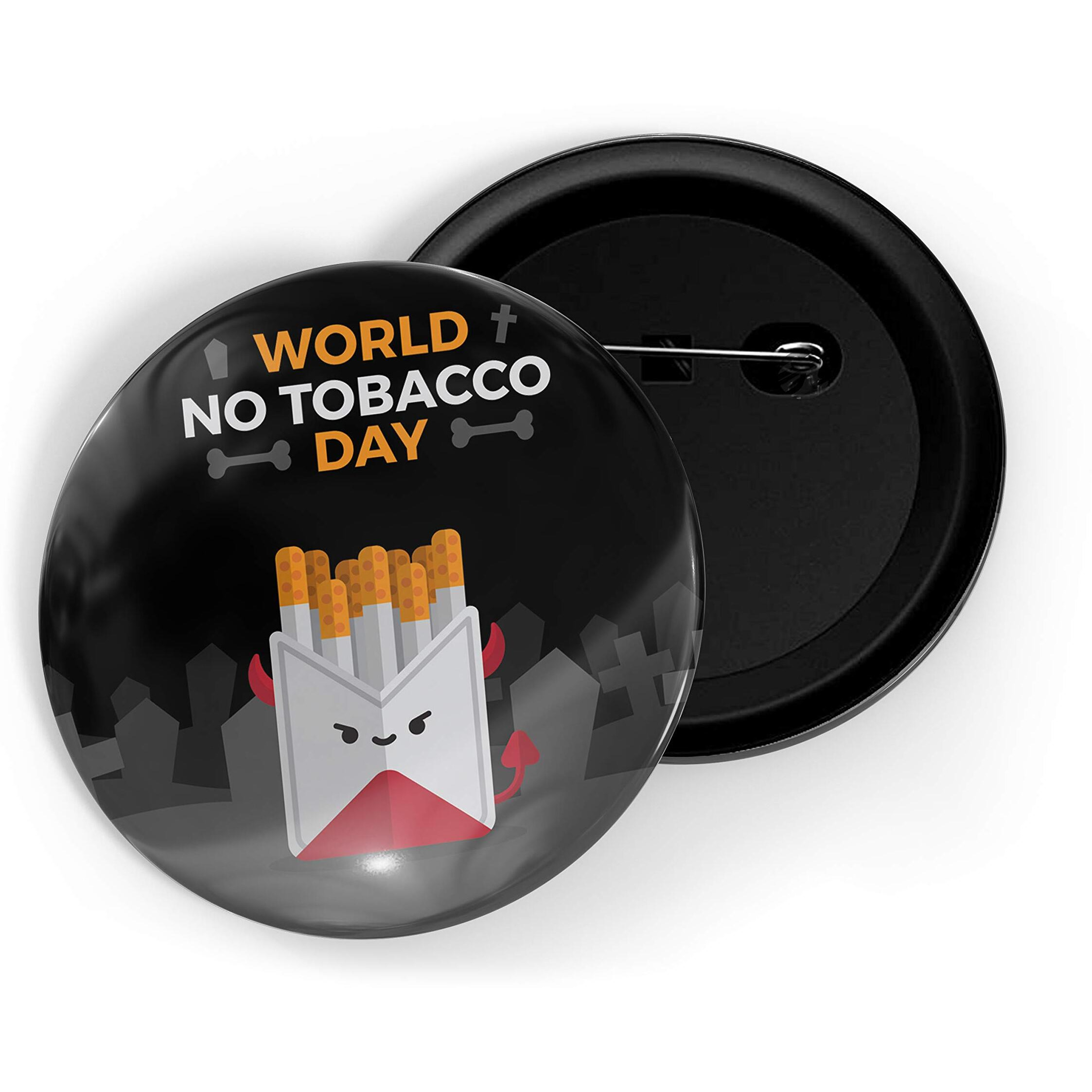 Dhcrafts Pin Badges Black World No Tobacco Day Glossy Finish Design Pack Of 1