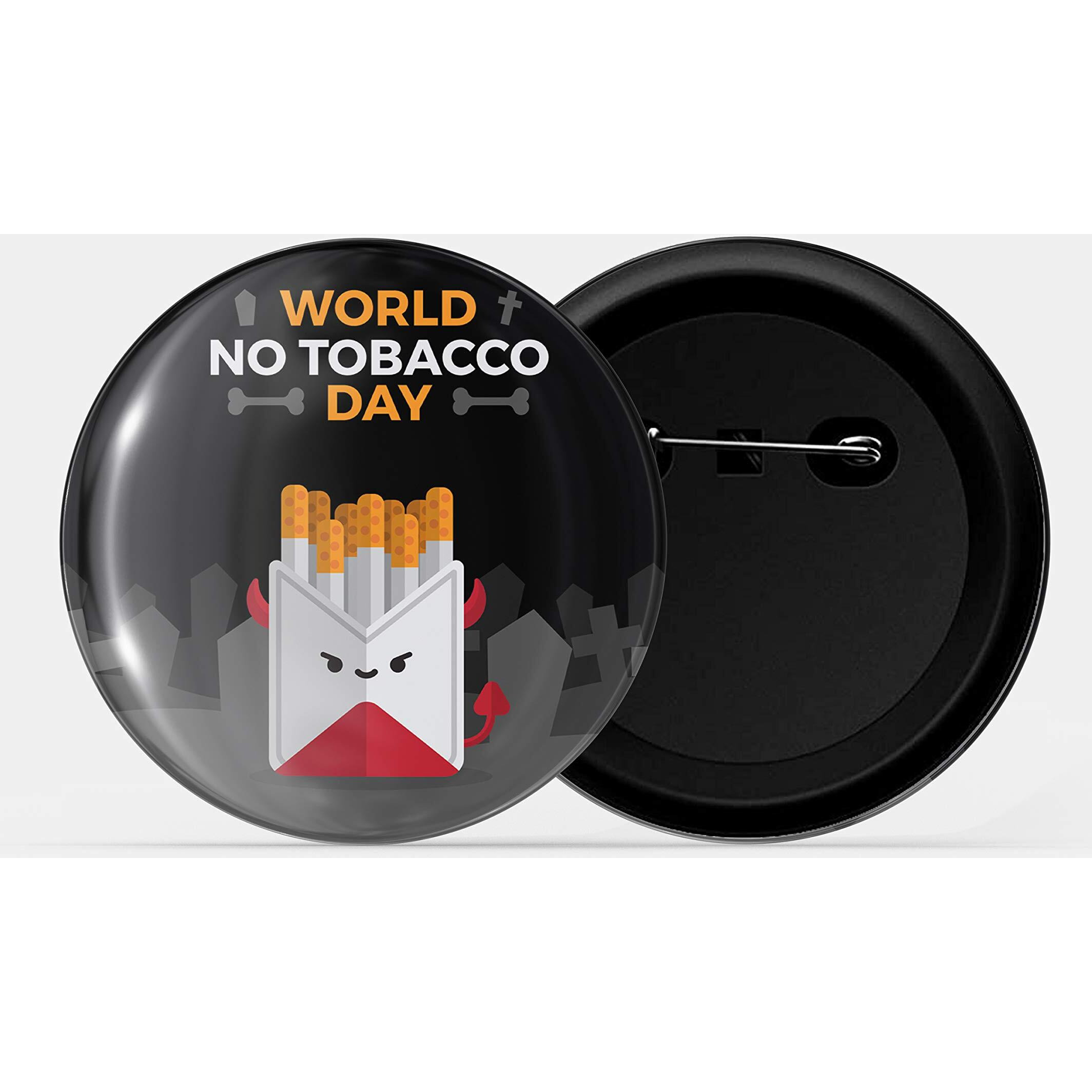 Dhcrafts Pin Badges Black World No Tobacco Day Glossy Finish Design Pack Of 1