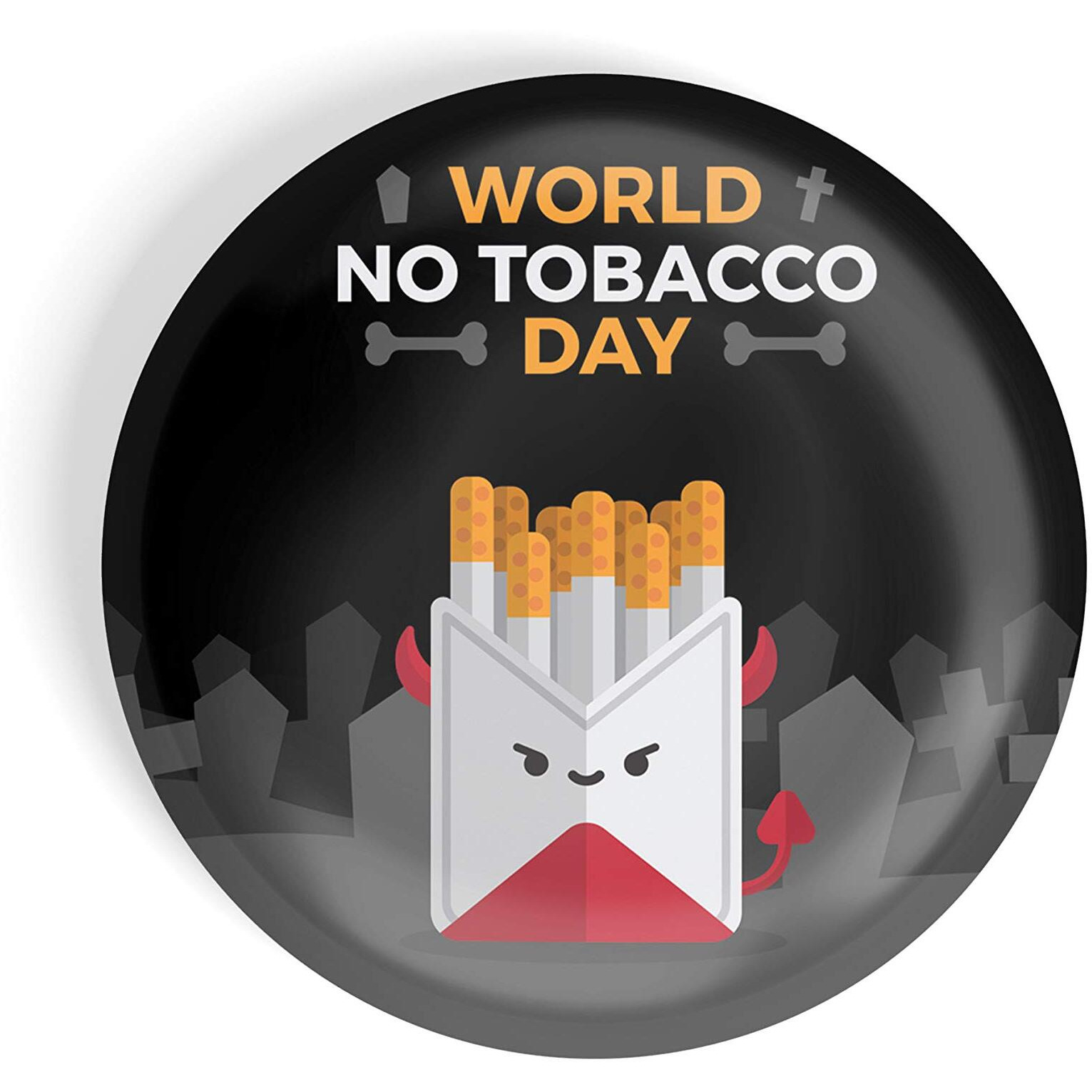 Dhcrafts Pin Badges Black World No Tobacco Day Glossy Finish Design Pack Of 1