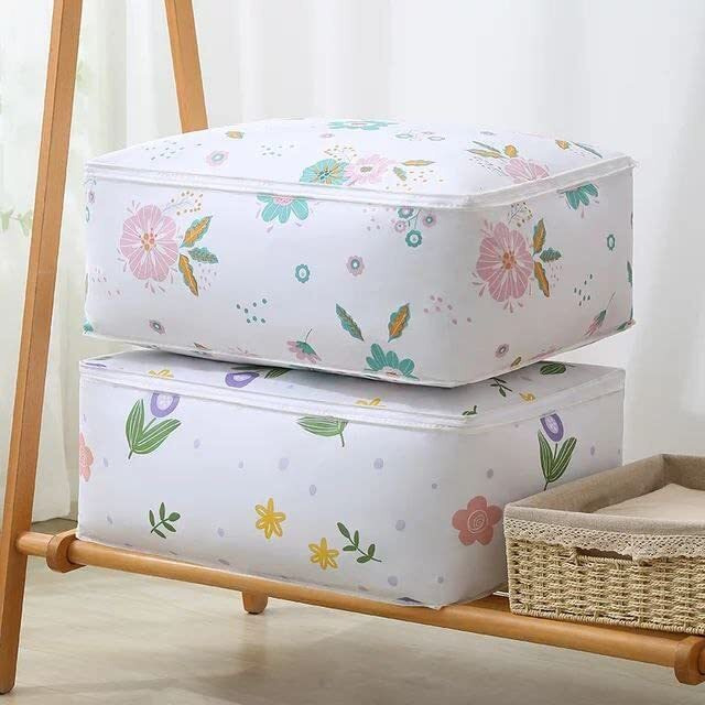 Mark Ample Blanket Storage Bag Under-Bed Quilt Clothes Storage Bag With Peva Material Washable Waterproof Foldable Transparent Printed Cover (Multi-Design) (4) Peva- Poly Ethylene_Vinyl_Acetate