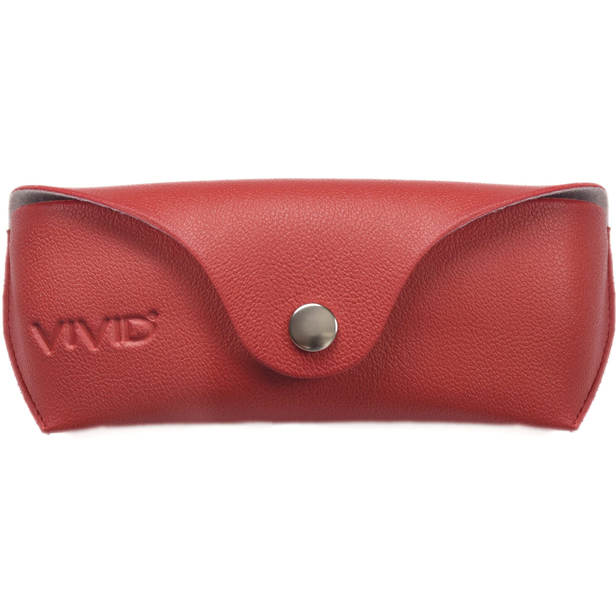 Vivid Vision Unisex Adult Lightweight Eyewear Specs Case Cover | Protect Eye Glasses |Leatherite | Xv-8H | Red
