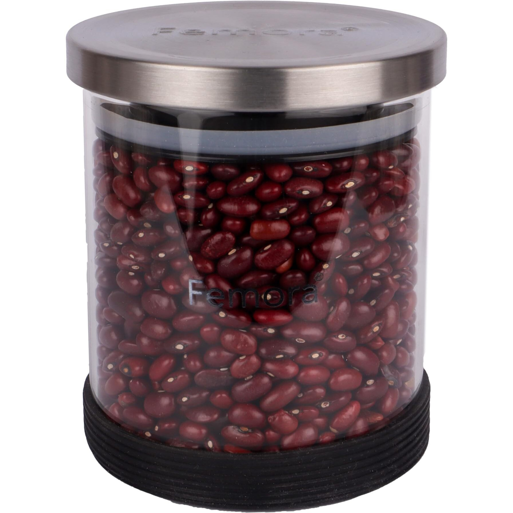 Femora Borosilicate Glass Jar With Silicon Bottom & Air Tight Steel Lid|Glass Jars For Kitchen| Kitchen Storage Jars|1 Year Warranty|Jars For Gifting, Snacks, Spice, Cookies, Dry Food|500 Ml|Set Of 1