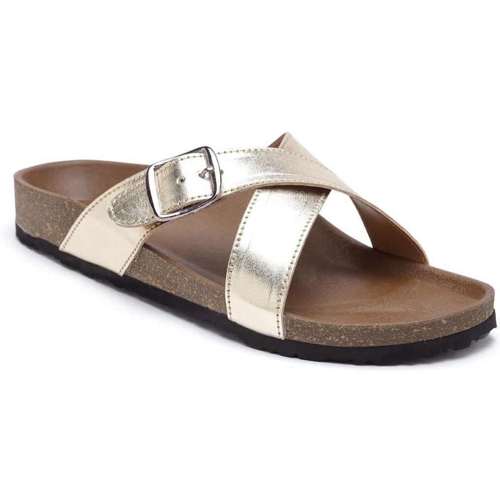Refoam Owrfmo-03(W) Women's Outdoor | Trendy | Stylish Gold Synthetic Leather Casual Sandal