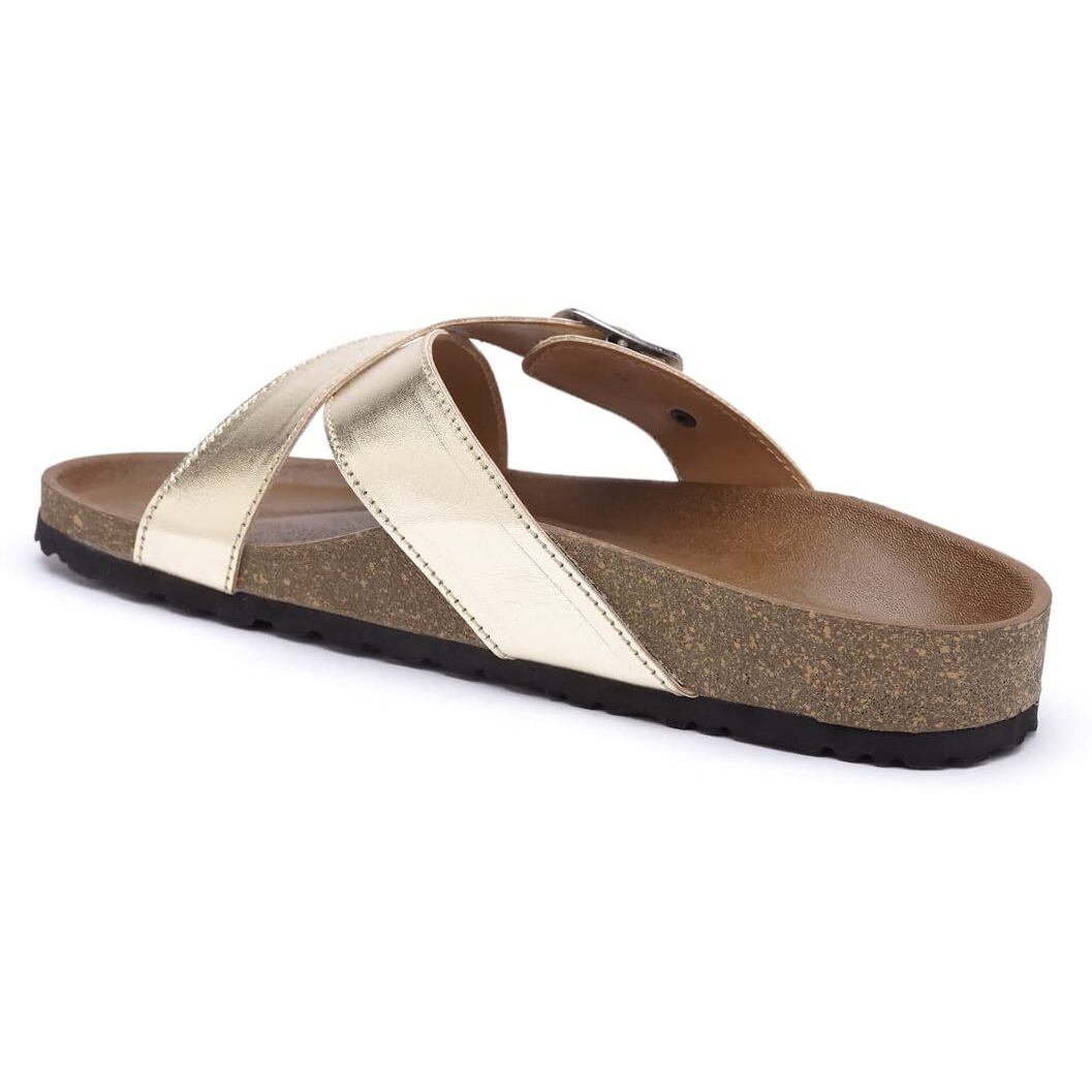 Refoam Owrfmo-03(W) Women's Outdoor | Trendy | Stylish Gold Synthetic Leather Casual Sandal
