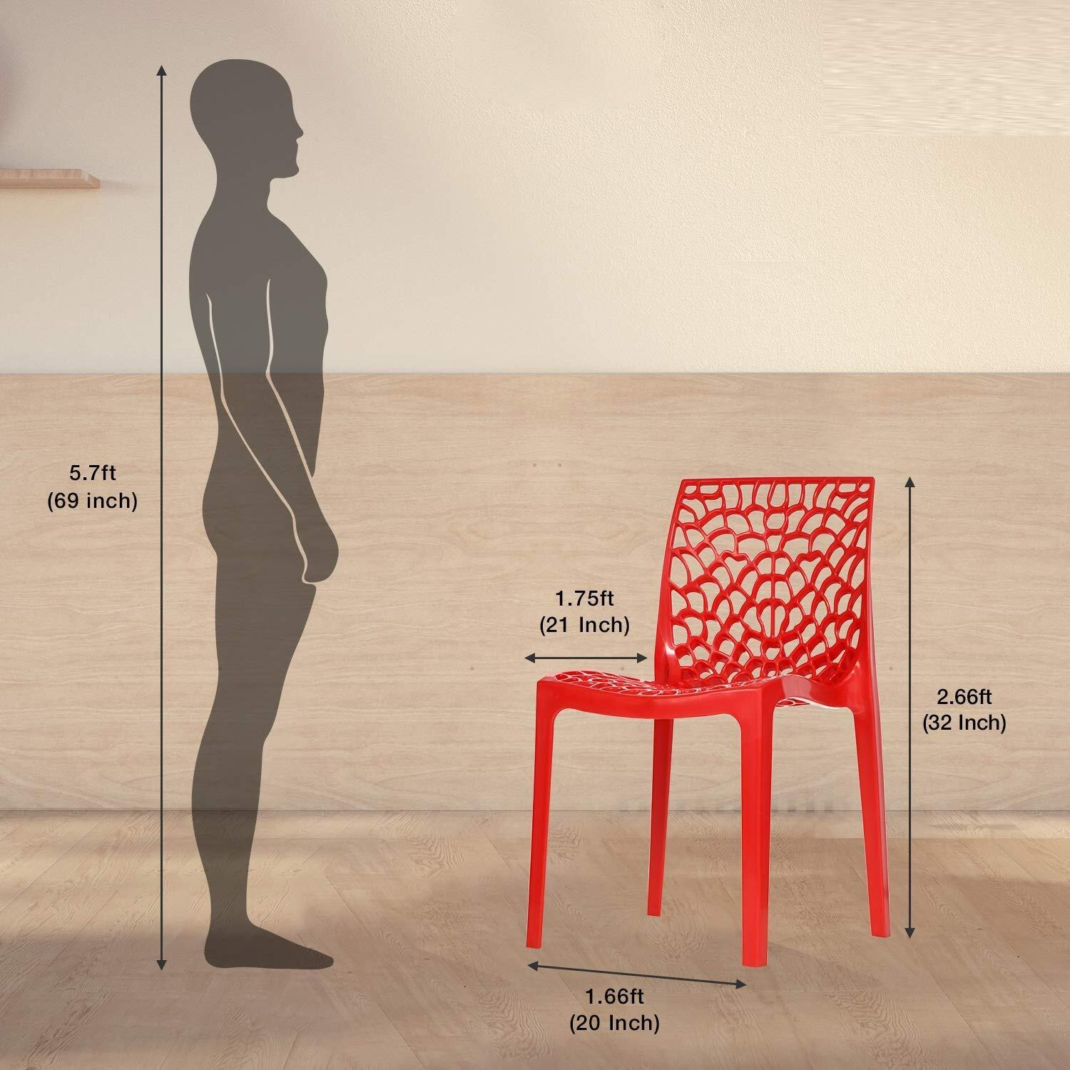 Rw Rest Well Web Designer Plastic Outdoor Chair (Set Of 4, Red)