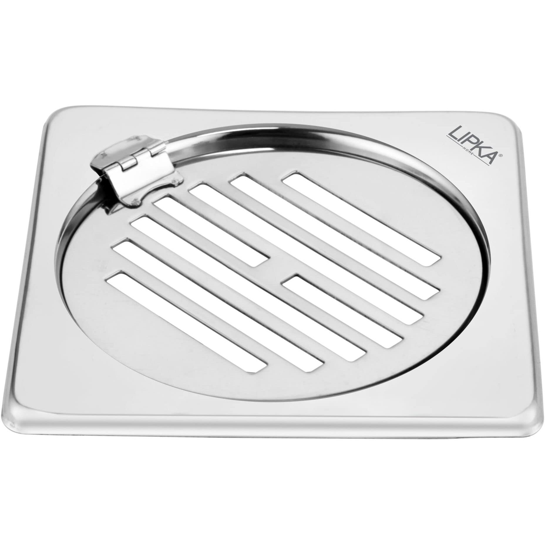 Lipka Eon Square With Golden Classic Jali Floor Drain |Premium Stainless Steel |5 X 5 Inches| With Hinge