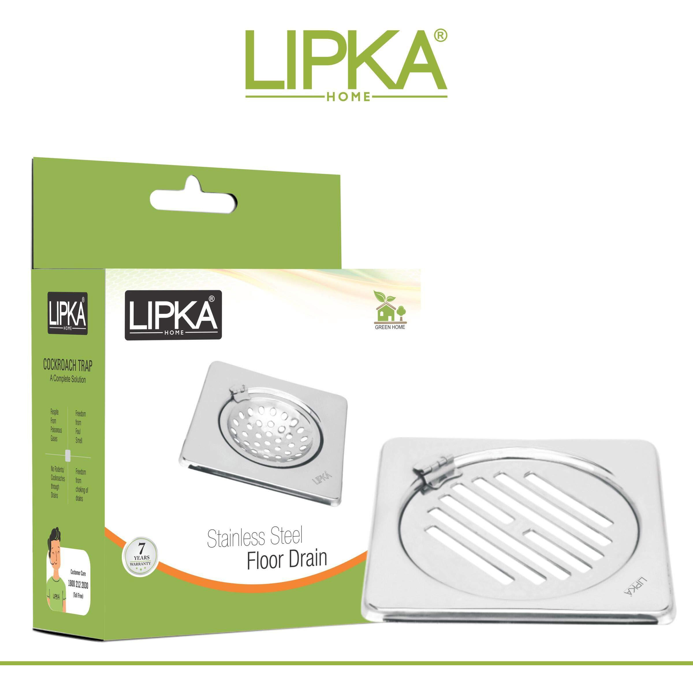 Lipka Eon Square With Golden Classic Jali Floor Drain |Premium Stainless Steel |5 X 5 Inches| With Hinge