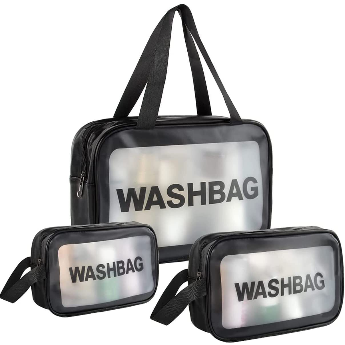 Pinzor Clear Toiletry Bags, Makeup Pouch Travel Transparent Cosmetic Bag Zipper Wash Bag With Kit Portable Organizer Case Pouch For Women And Men