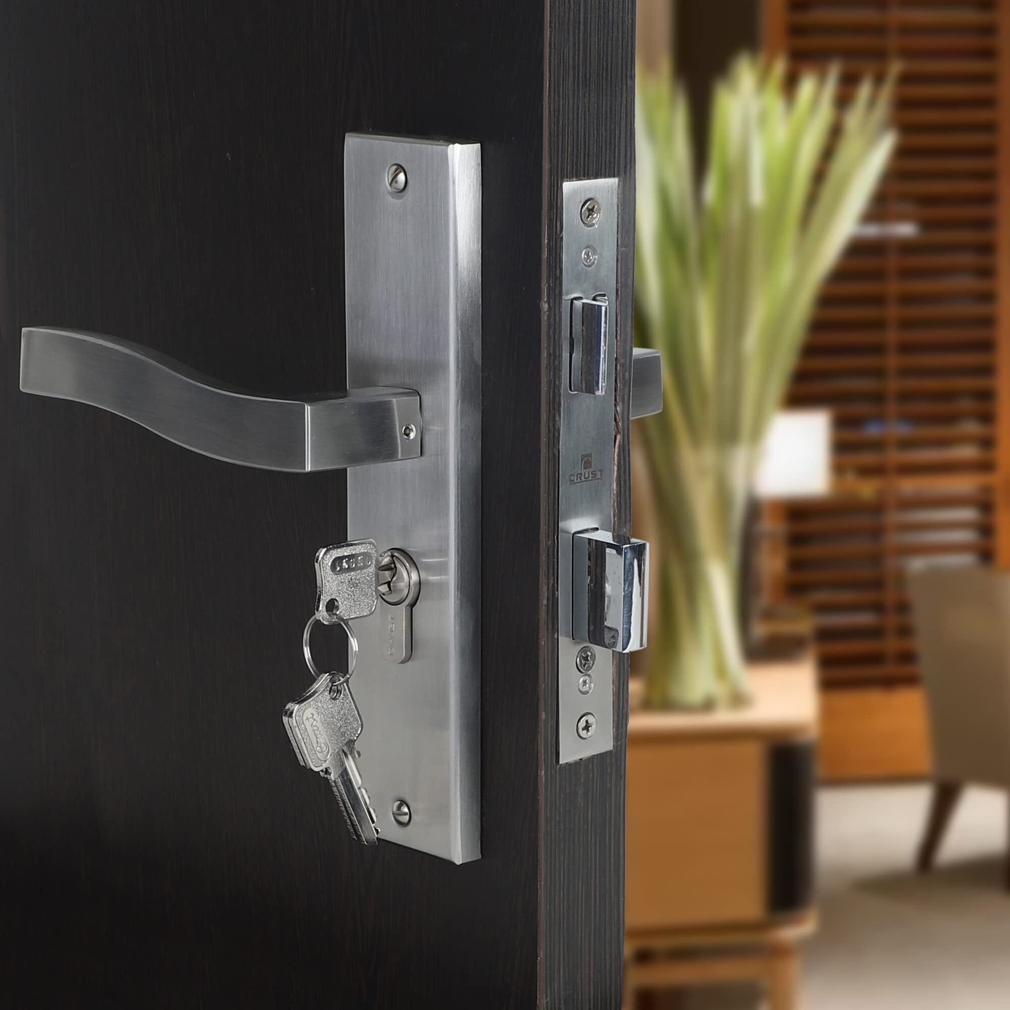 Crust Heavy Duty Mortise Door Lock Set For Main Door, Door Handle Lock Set For Main Door Lock, Office/Hotel/Bathroom (Viva, Matt Satin)