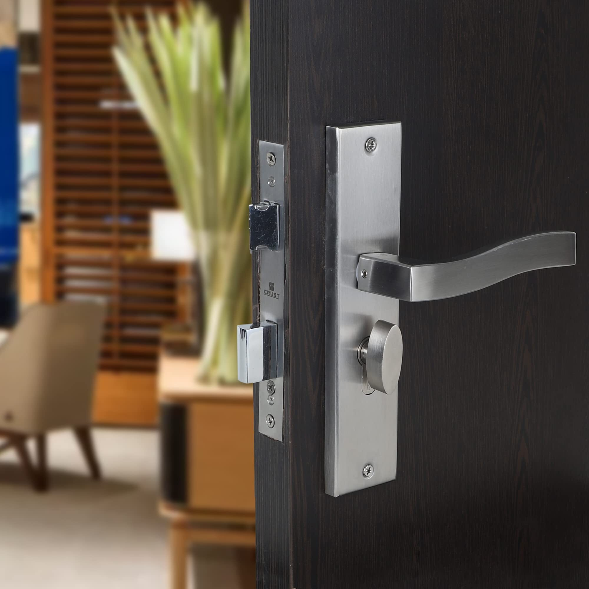 Crust Heavy Duty Mortise Door Lock Set For Main Door, Door Handle Lock Set For Main Door Lock, Office/Hotel/Bathroom (Viva, Matt Satin)