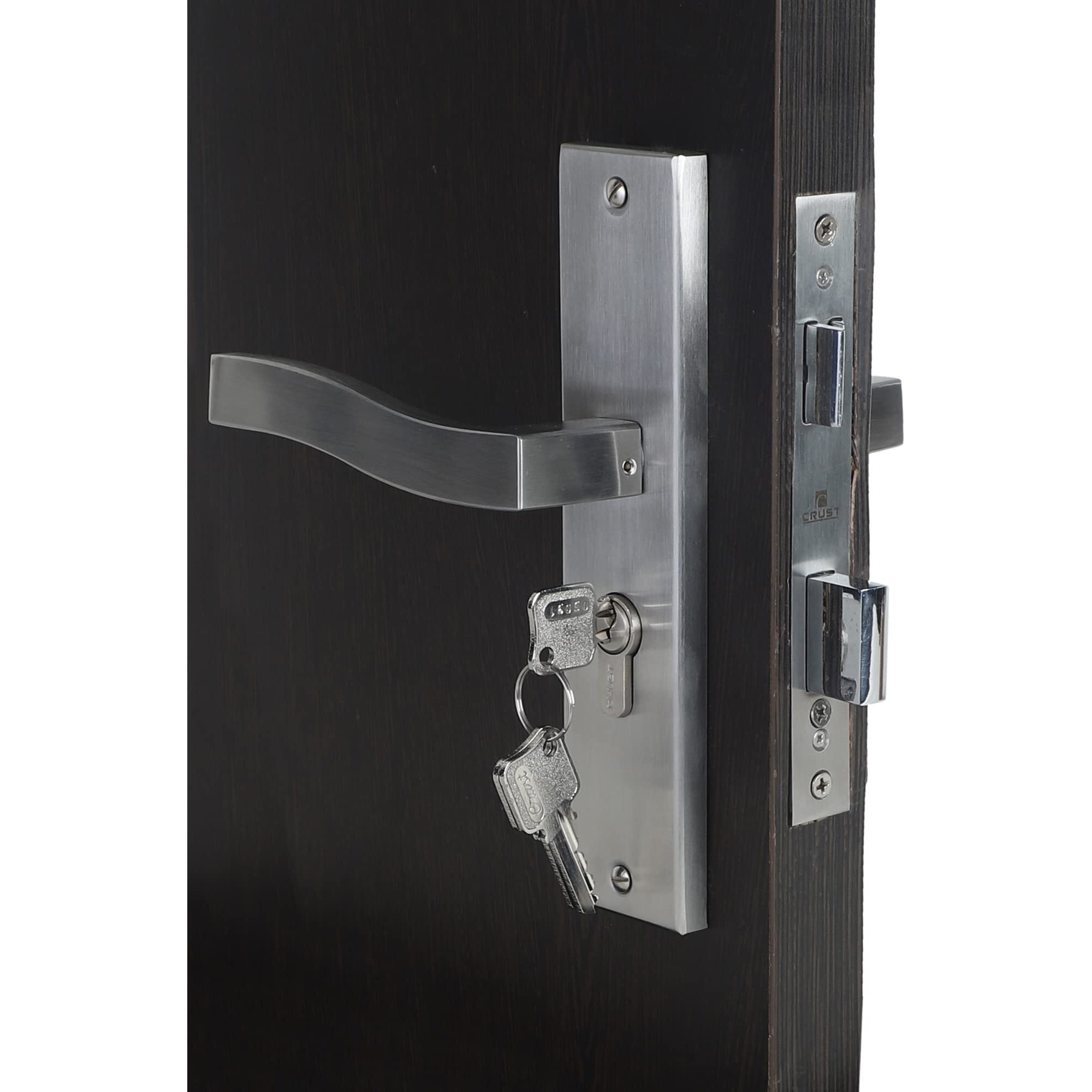 Crust Heavy Duty Mortise Door Lock Set For Main Door, Door Handle Lock Set For Main Door Lock, Office/Hotel/Bathroom (Viva, Matt Satin)