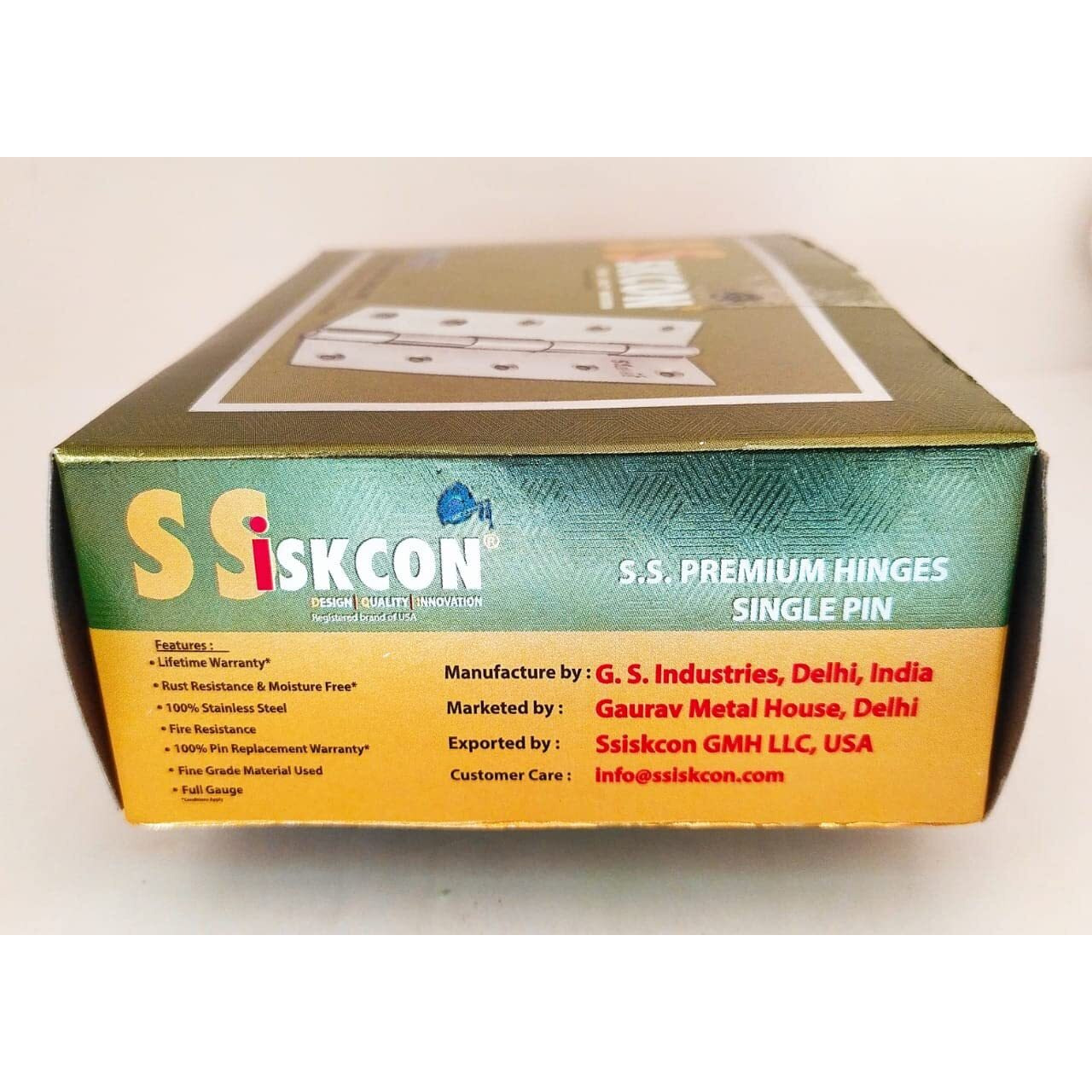 Ssiskcon 304 Grade Stainless Steel Door Butt Hinges Hinge With Screws Export Design Quality Innovation (5 Inch 1.9 Mm(Pack Of 5))
