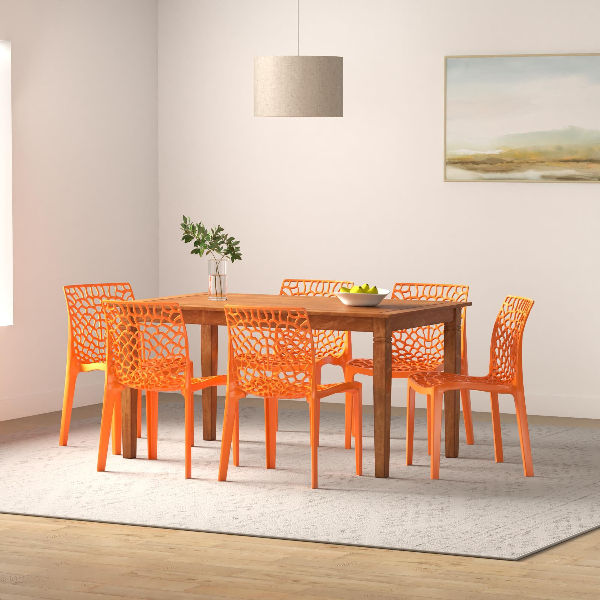 Rw Rest Well Web Armless Designer Plastic Outdoor Chair | Iso Certified Company (1, Orange)