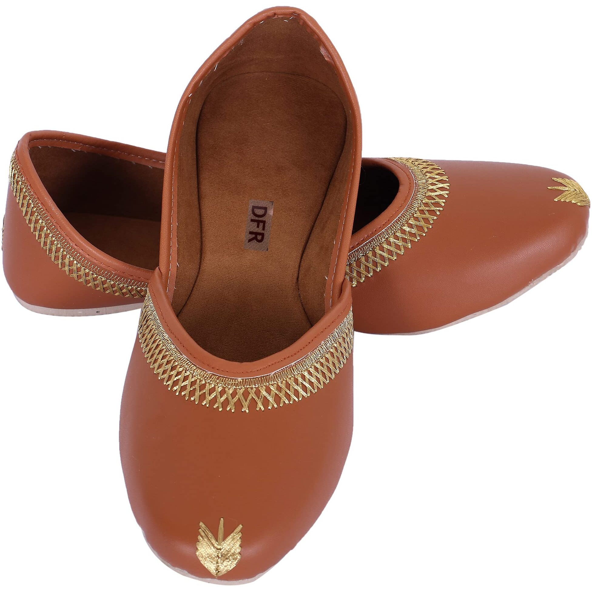 Dfr Women Juti | Mojari Jutti For Women | Ethnic Punjabi Shoe Belle For Girls, Color - Brown, Uk Size - 6