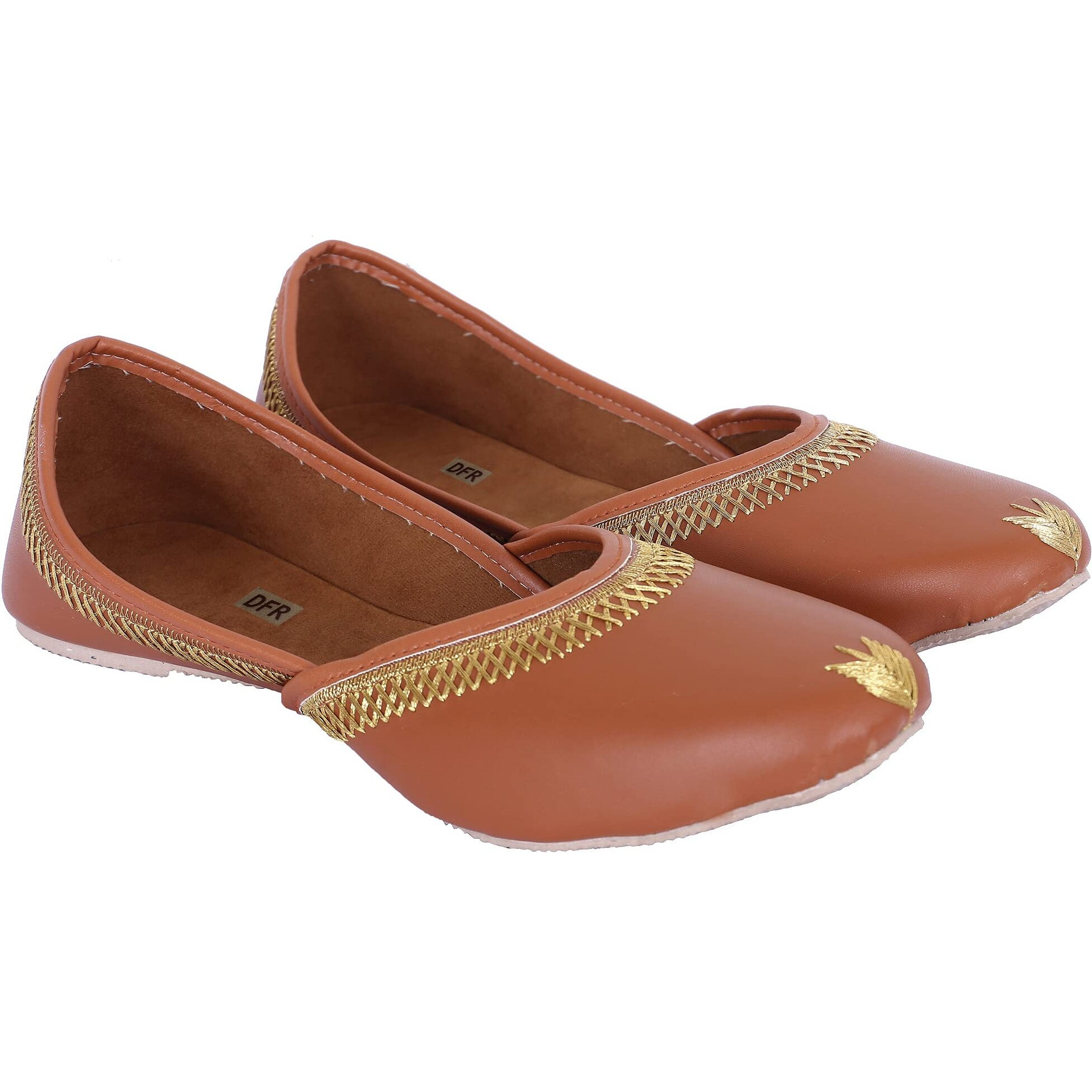 Dfr Women Juti | Mojari Jutti For Women | Ethnic Punjabi Shoe Belle For Girls, Color - Brown, Uk Size - 6